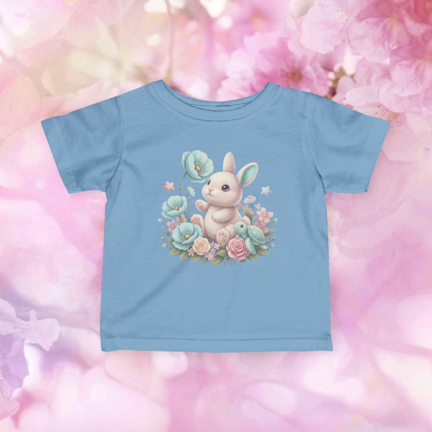 Blue Bunny Blossom Hop - Infant Fine Jersey Tee