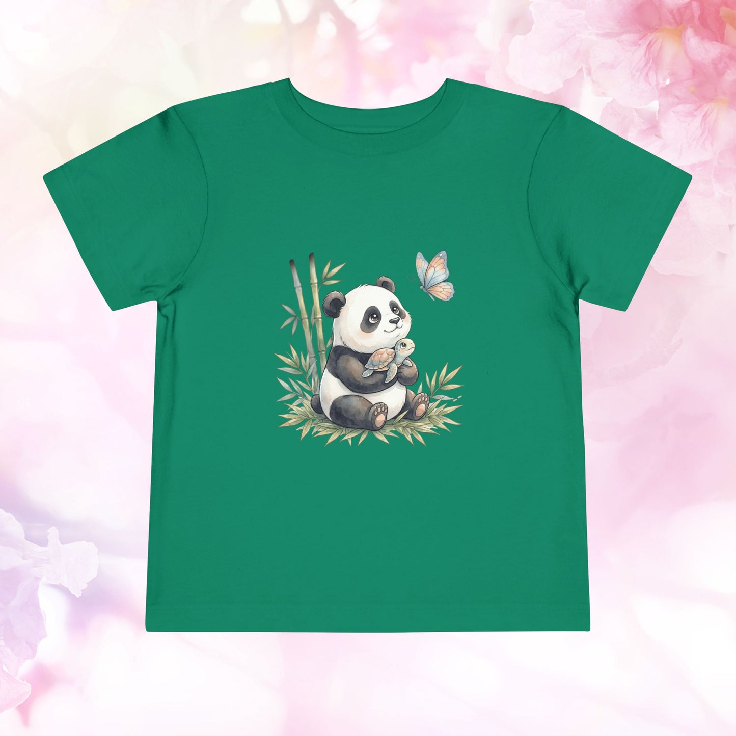 Sweet Panda & Tiny Turtle Bamboo Adventure — Toddler Short Sleeve Tee