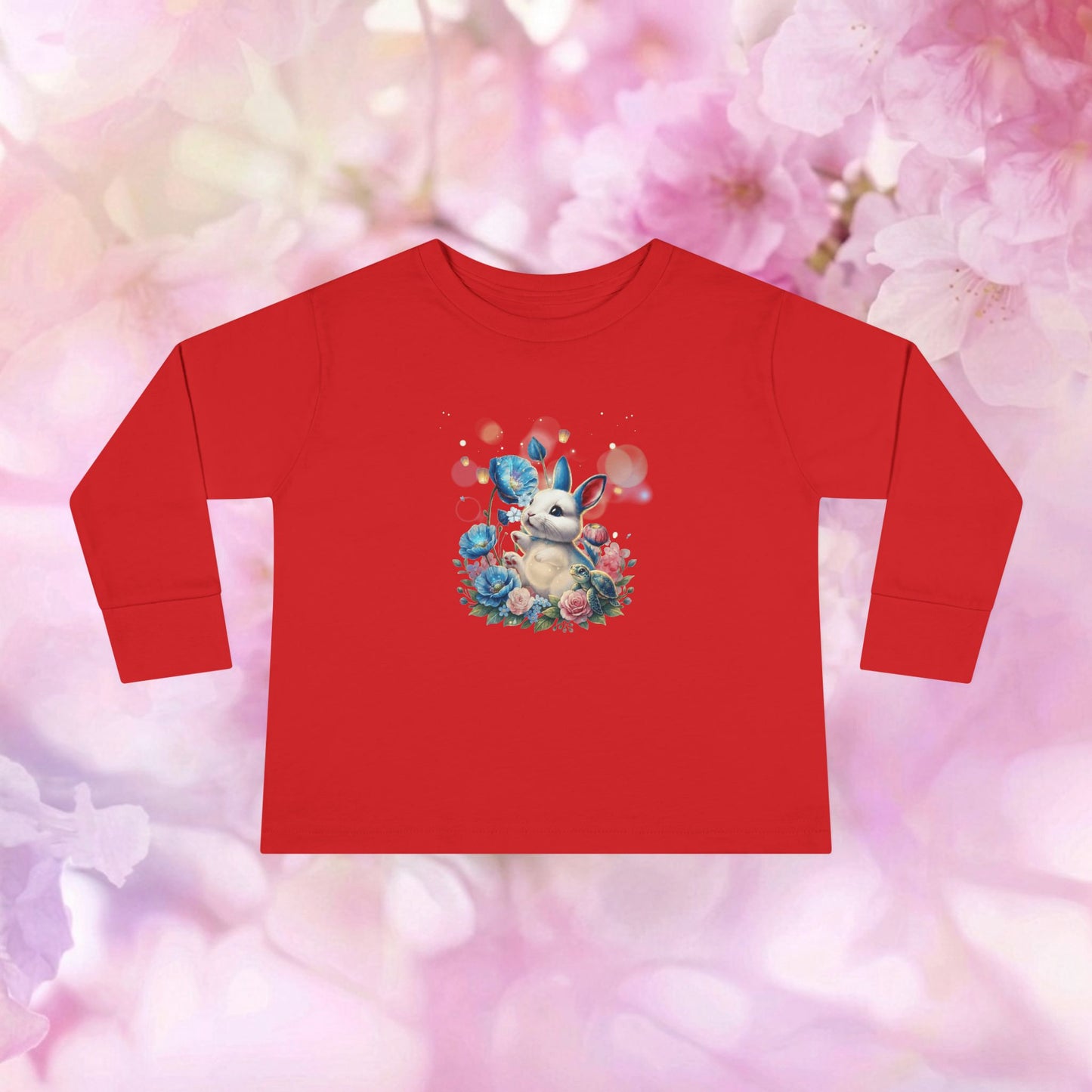 Blue Bunny Blossom Hop – Toddler Long-Sleeve Tee