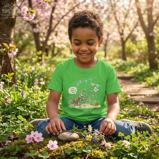 Look! Spring is Here?! Turtle & Blossoms - Kids Fine Jersey Tee