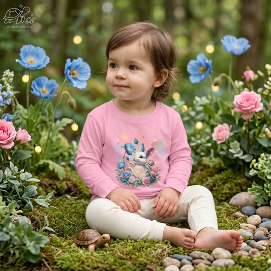 Blue Bunny Blossom Hop – Toddler Long-Sleeve Tee