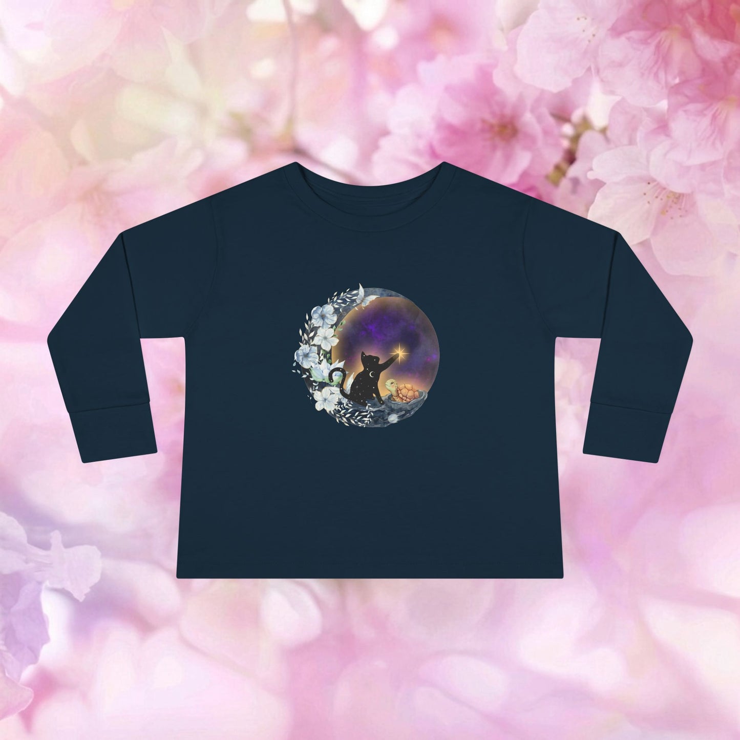 Starlight Wishes Celestial Cat & Turtle – Toddler Long-Sleeve Tee