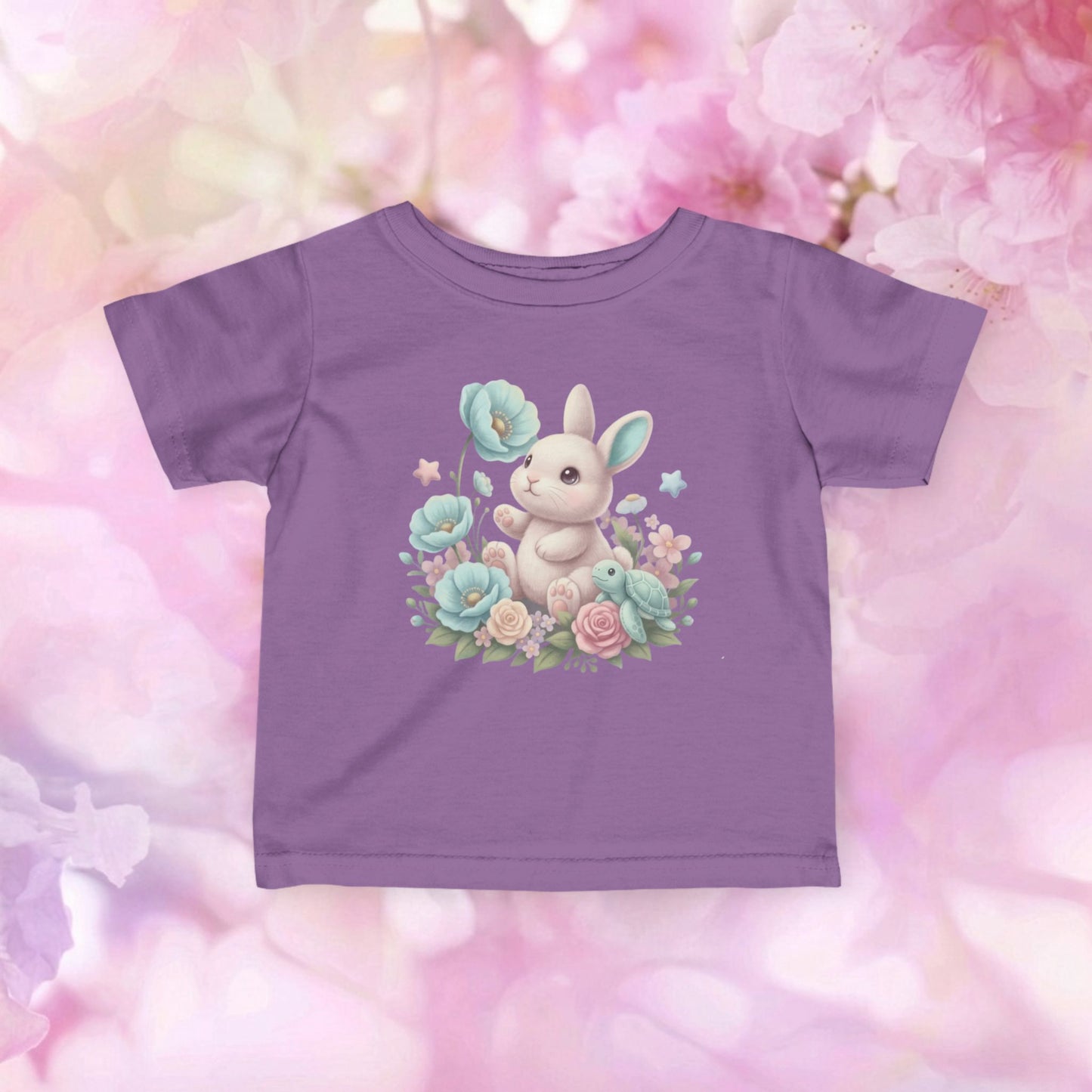 Blue Bunny Blossom Hop - Infant Fine Jersey Tee