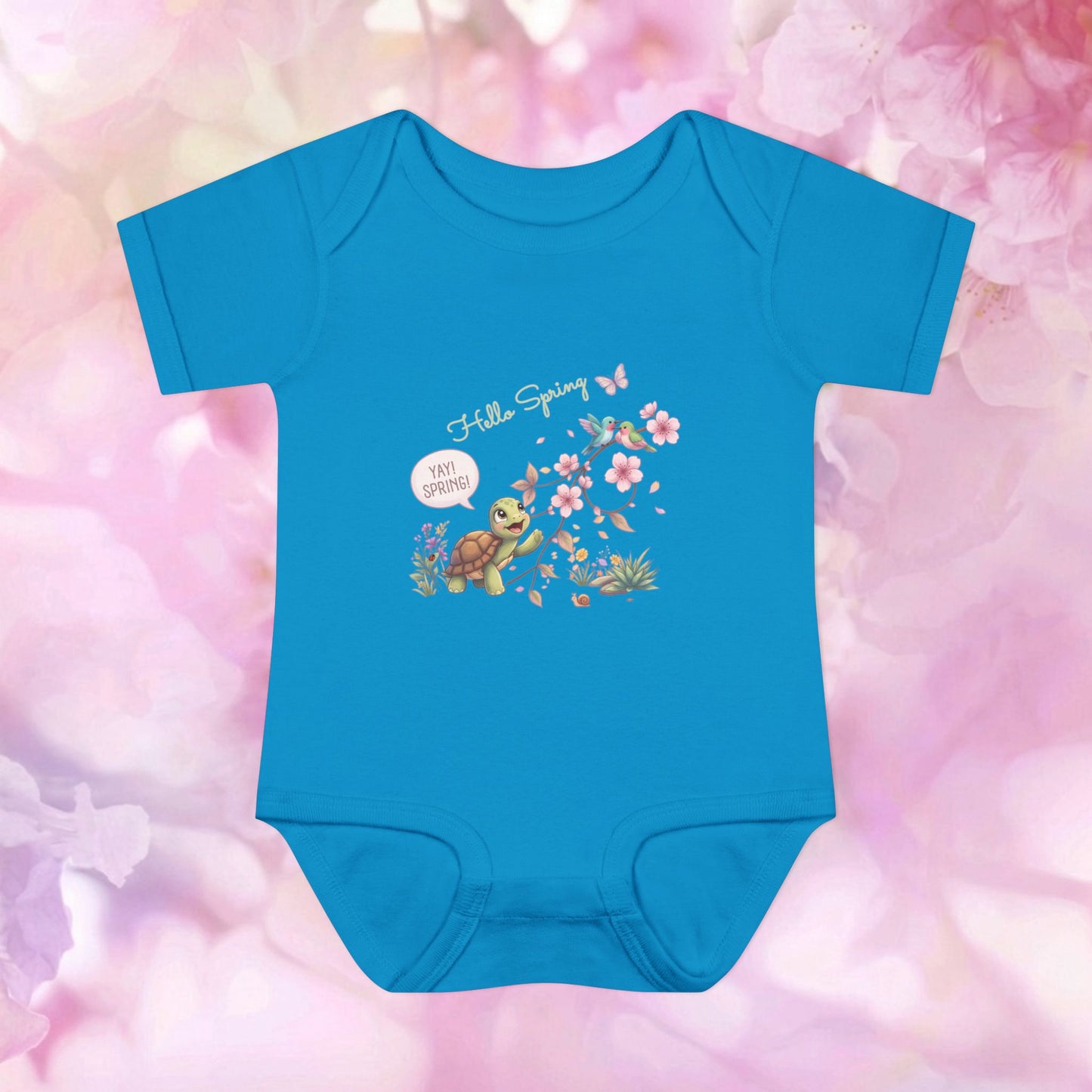 Yay! Spring! Turtle & Blossoms - Infant Baby Bodysuit