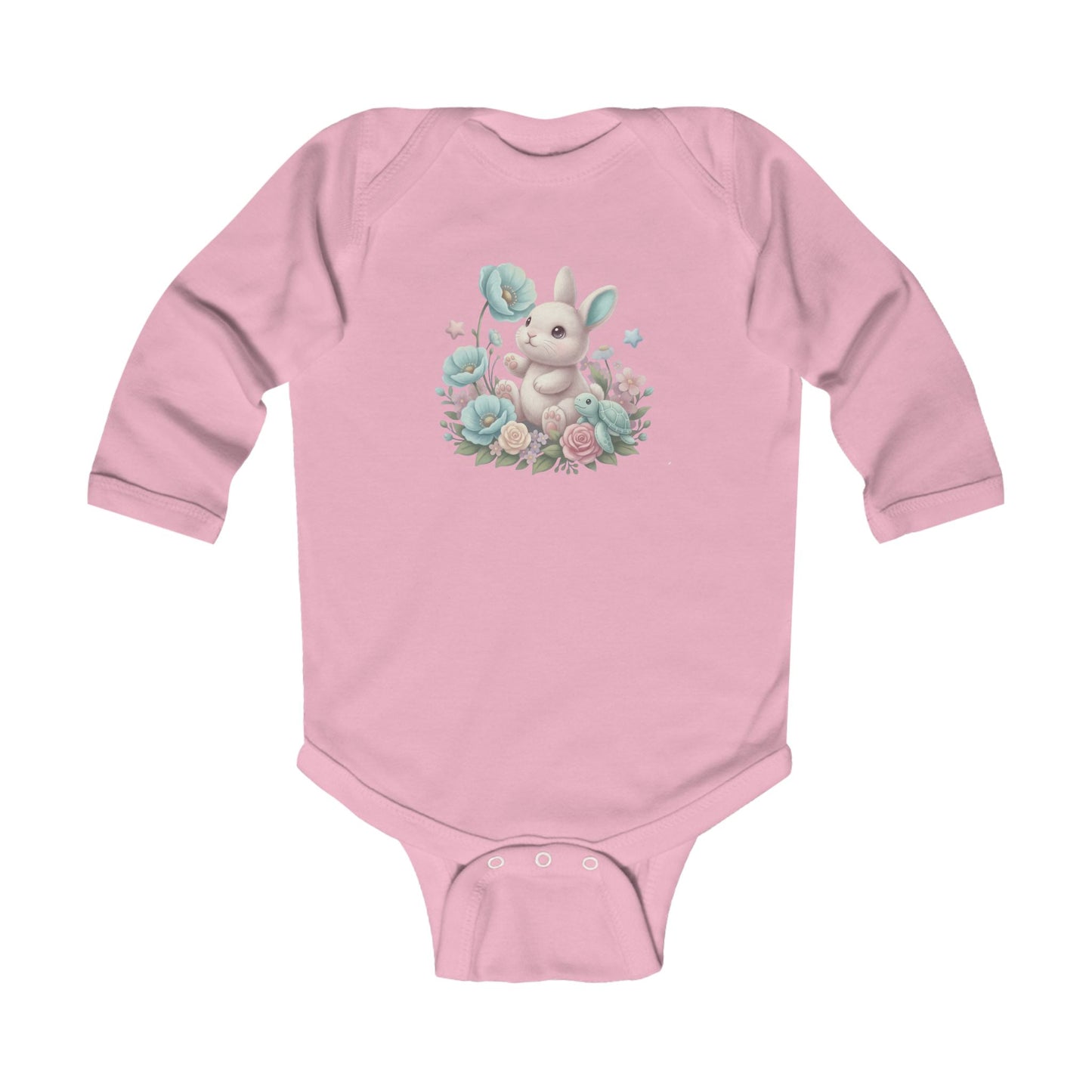 Blue Bunny Blossom Hop - Infant Long-Sleeve Bodysuit