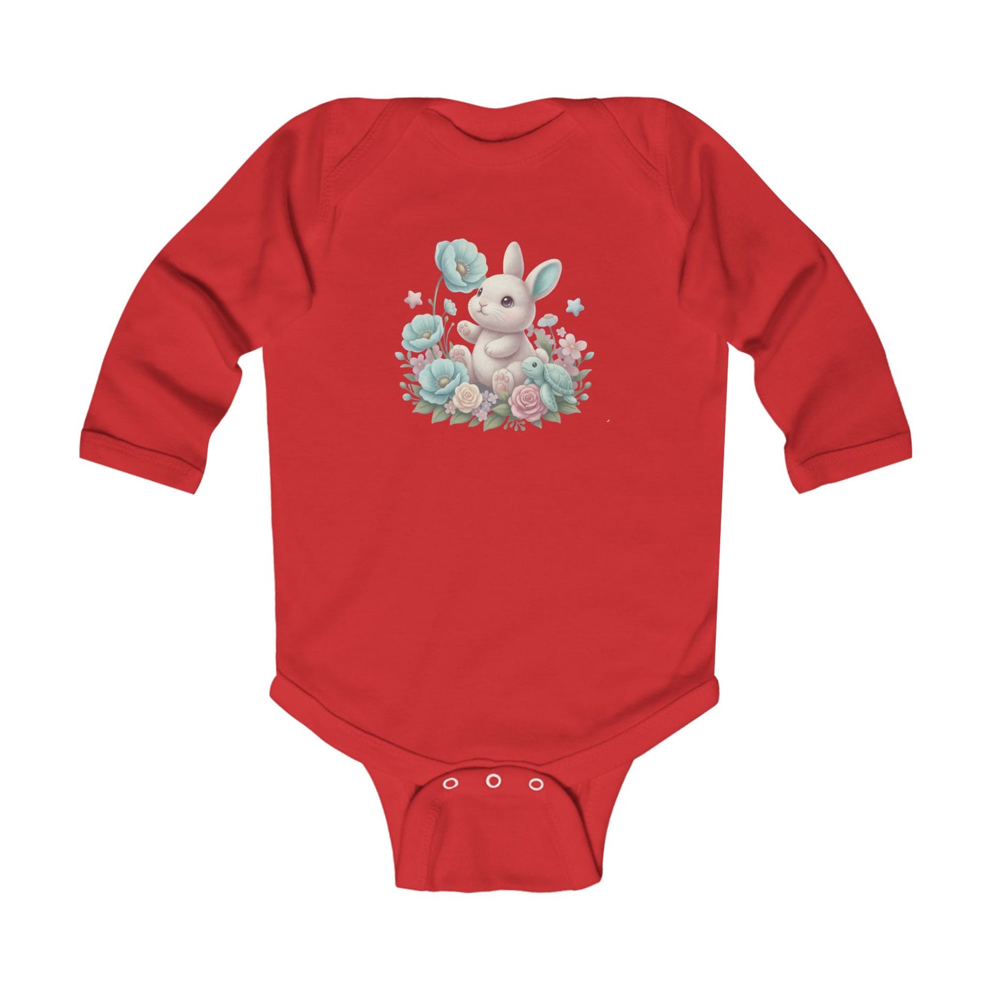 Blue Bunny Blossom Hop - Infant Long-Sleeve Bodysuit