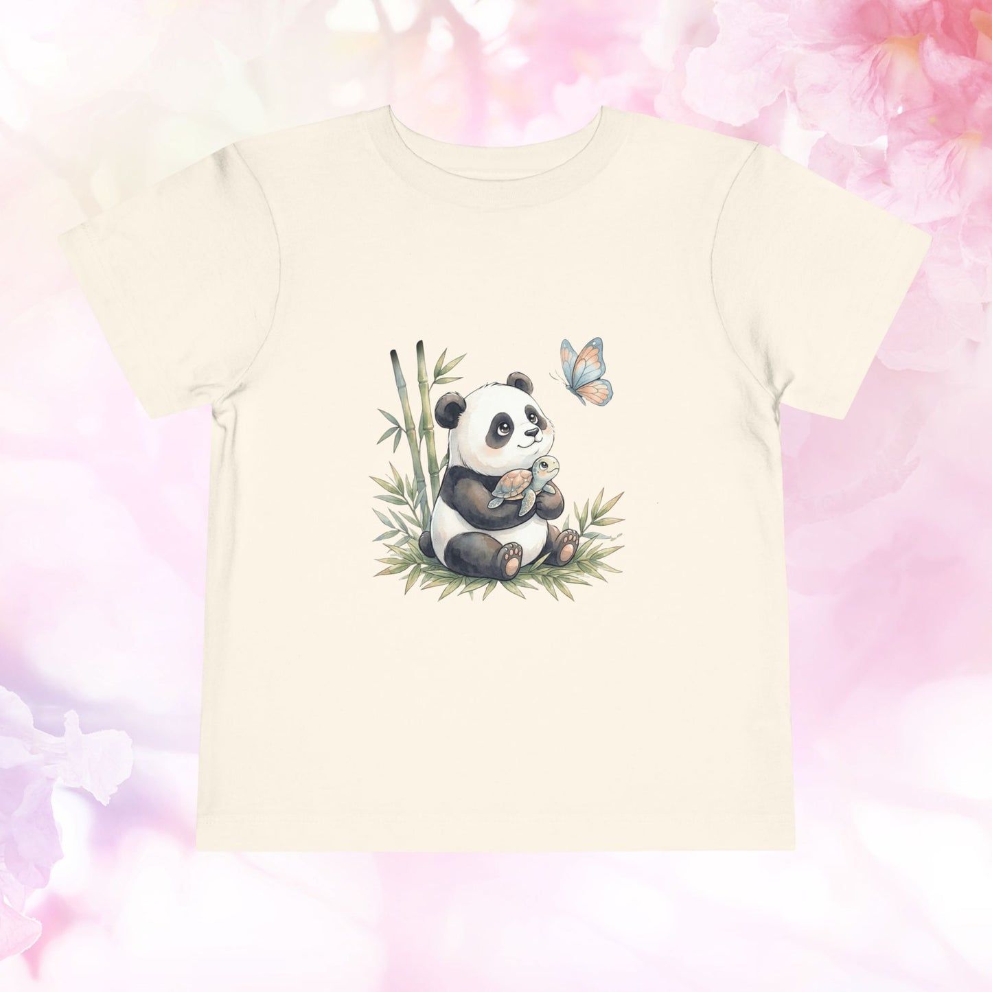 Sweet Panda & Tiny Turtle Bamboo Adventure — Toddler Short Sleeve Tee