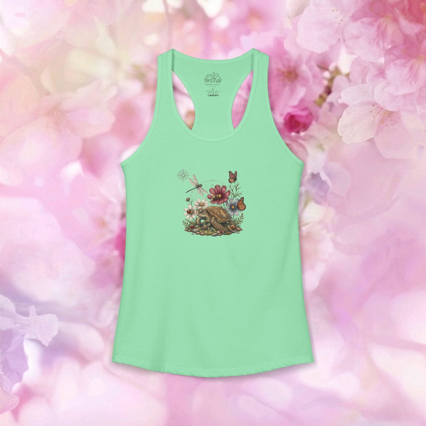 Wildflower Bouquet Turtle - Women's Racerback Tank Top