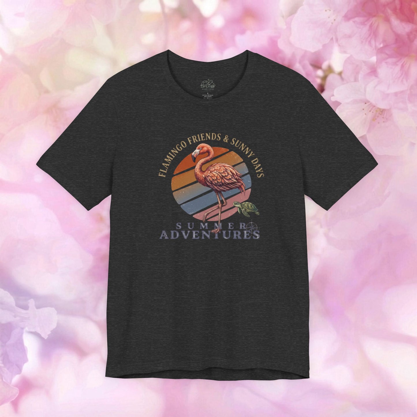 Summer Adventures Flamingo & Turtle - Unisex Jersey Tee