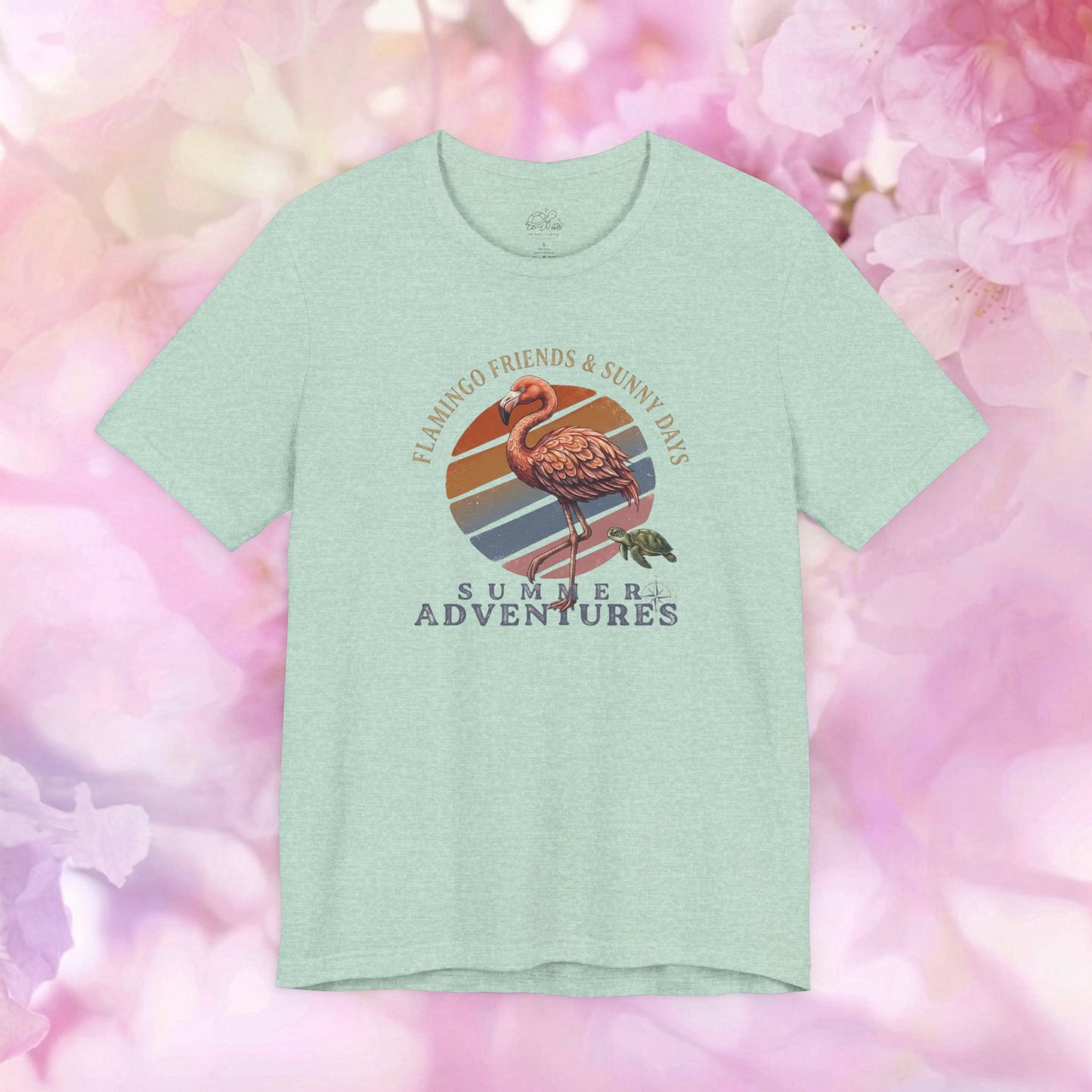 Summer Adventures Flamingo & Turtle - Unisex Jersey Tee