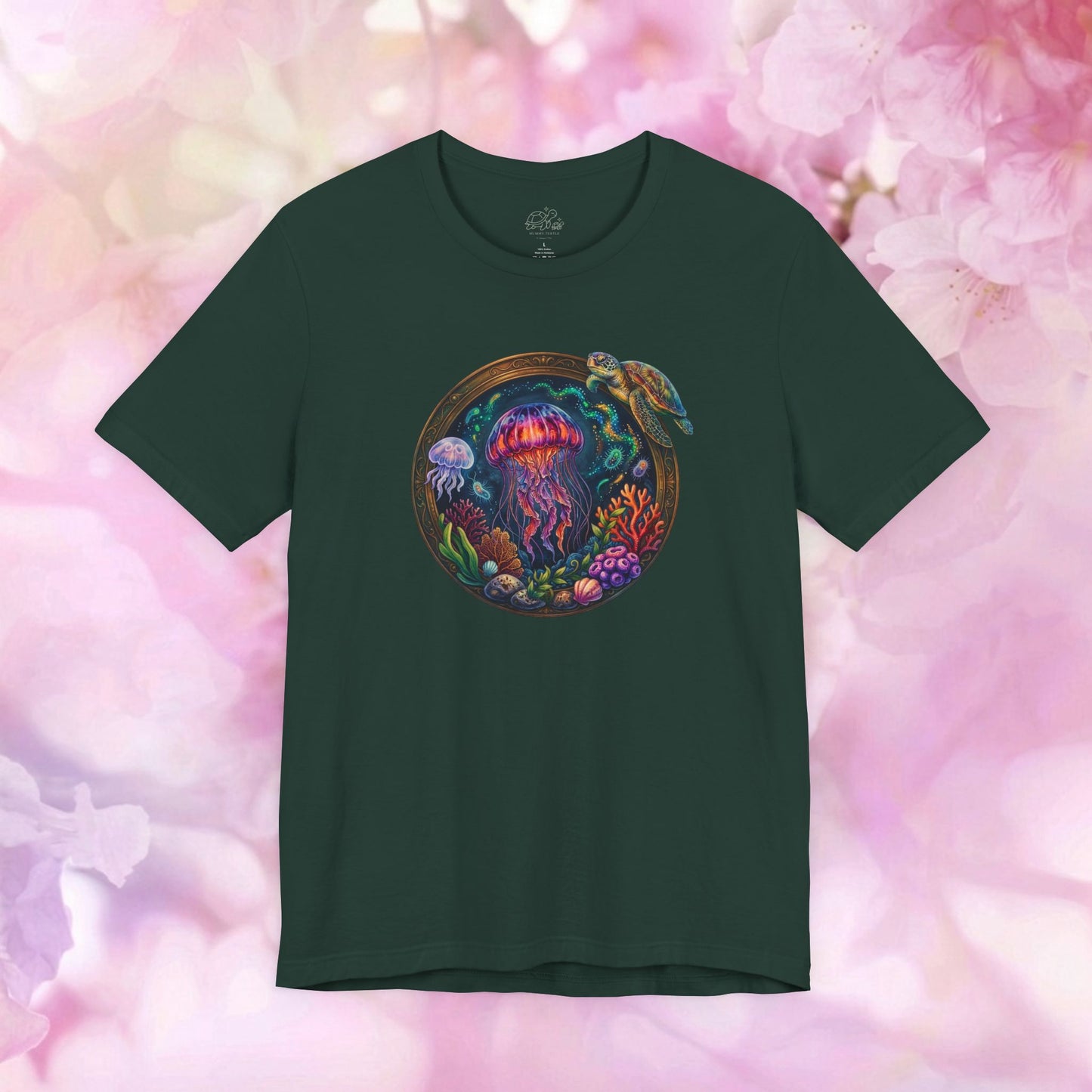 "Deep Sea Wonder" Jellyfish & Turtle Unisex Jersey Tee