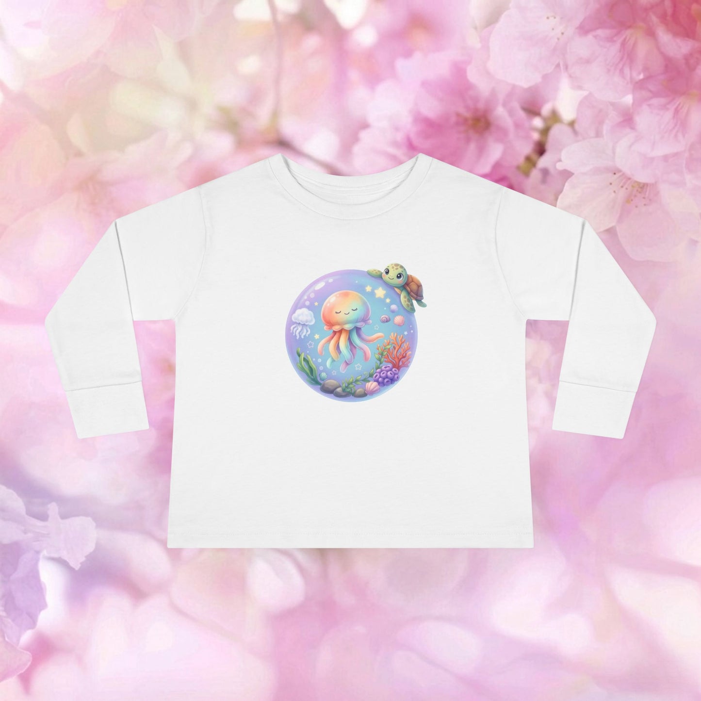 Floating Undersea Magic Jellyfish & Turtle – Toddler Long-Sleeve Tee