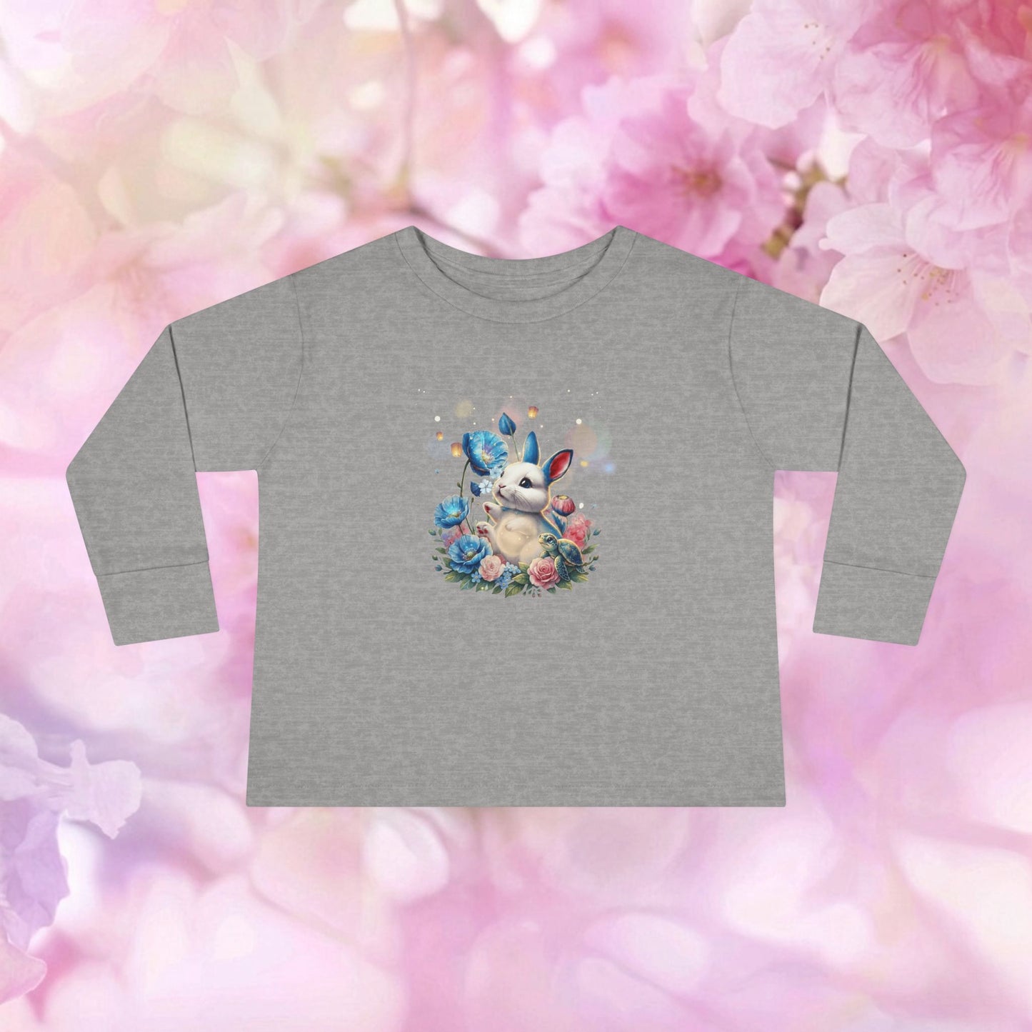Blue Bunny Blossom Hop – Toddler Long-Sleeve Tee