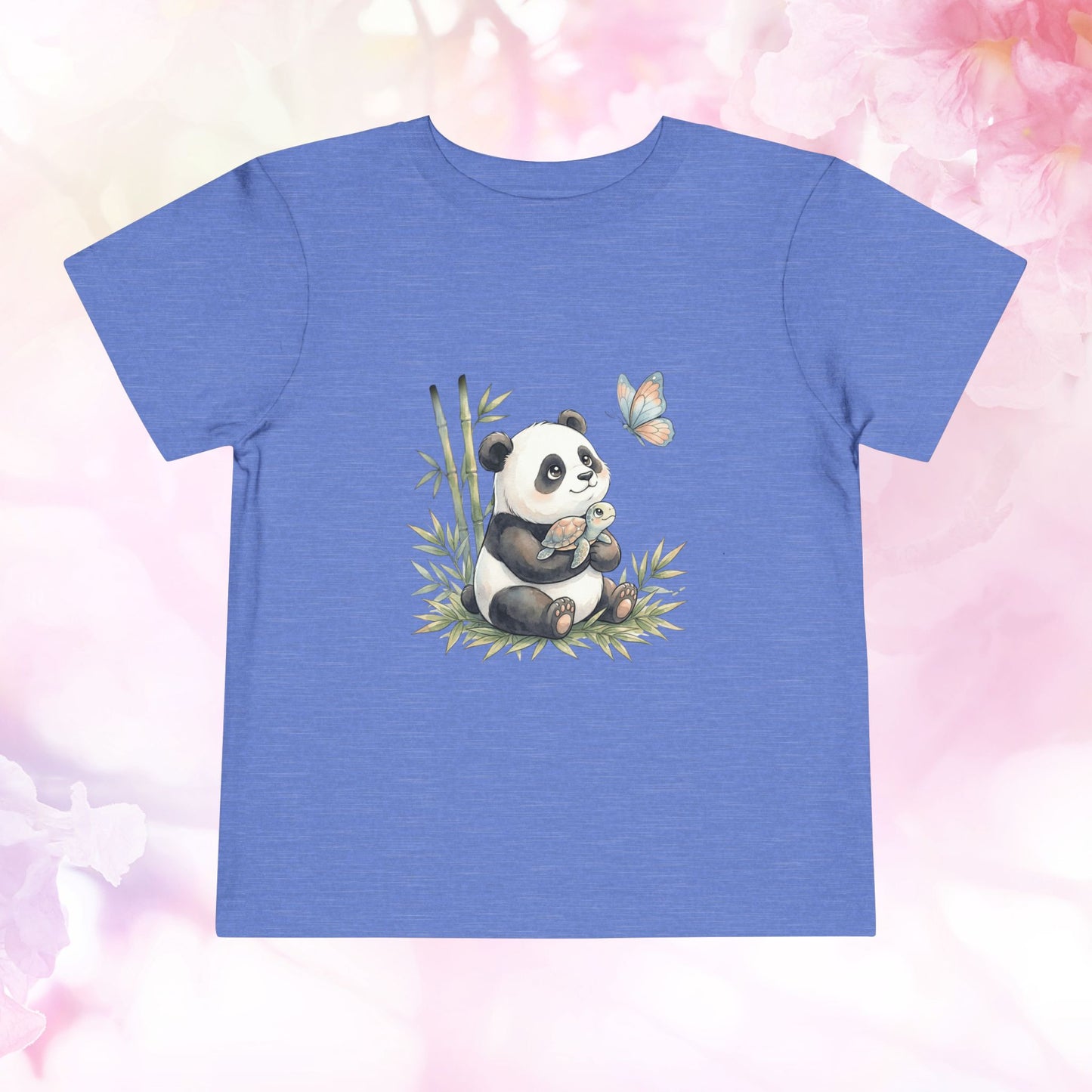 Sweet Panda & Tiny Turtle Bamboo Adventure — Toddler Short Sleeve Tee
