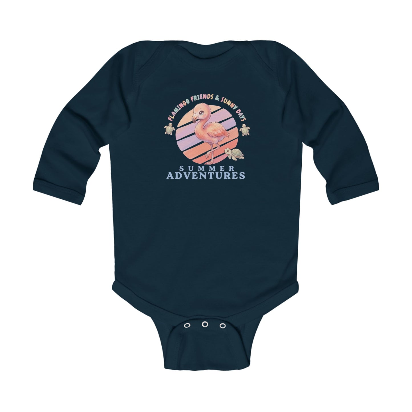 Summer Adventures Flamingo & Turtle - Infant Long-Sleeve Bodysuit