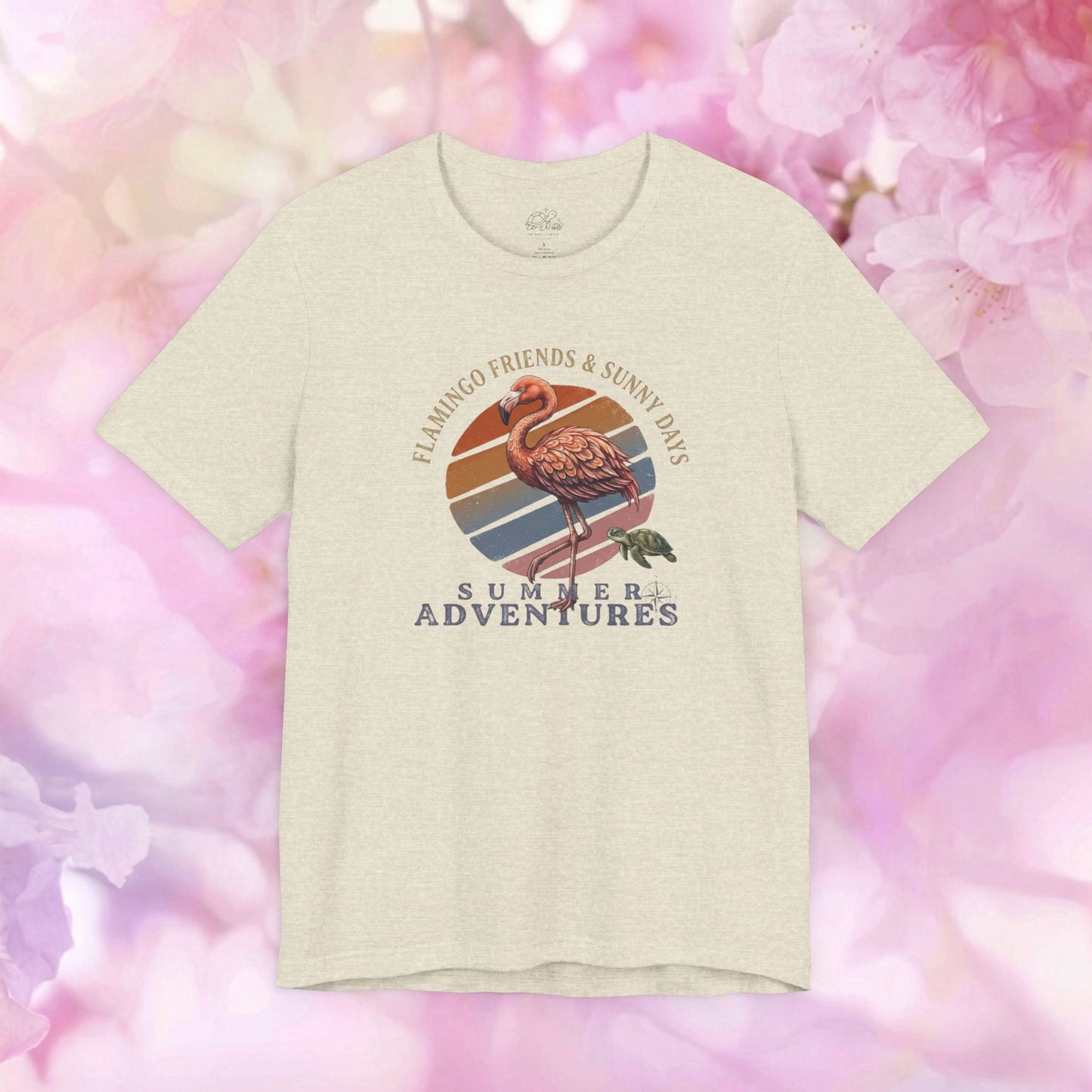 Summer Adventures Flamingo & Turtle - Unisex Jersey Tee
