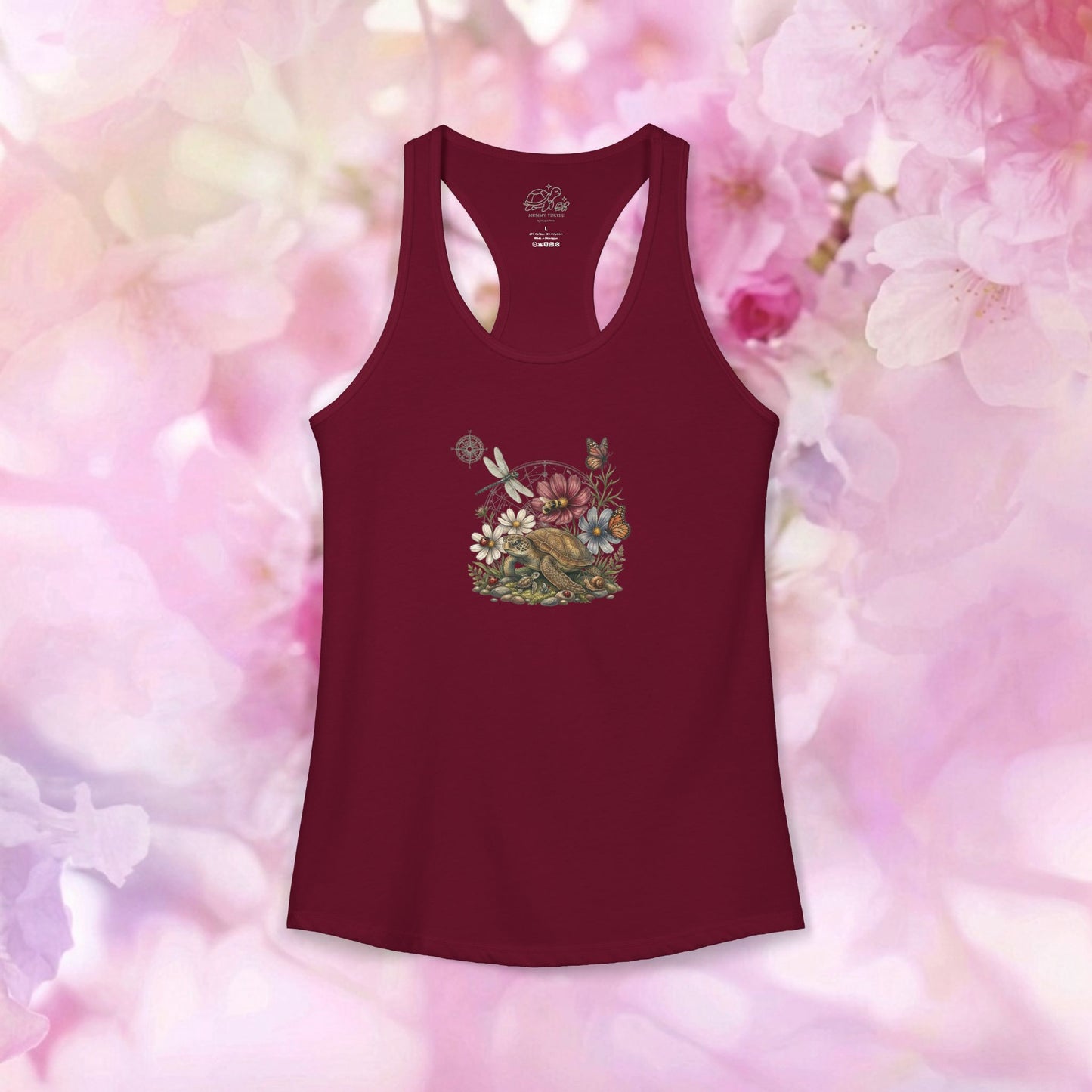 Wildflower Bouquet Turtle - Women's Racerback Tank Top