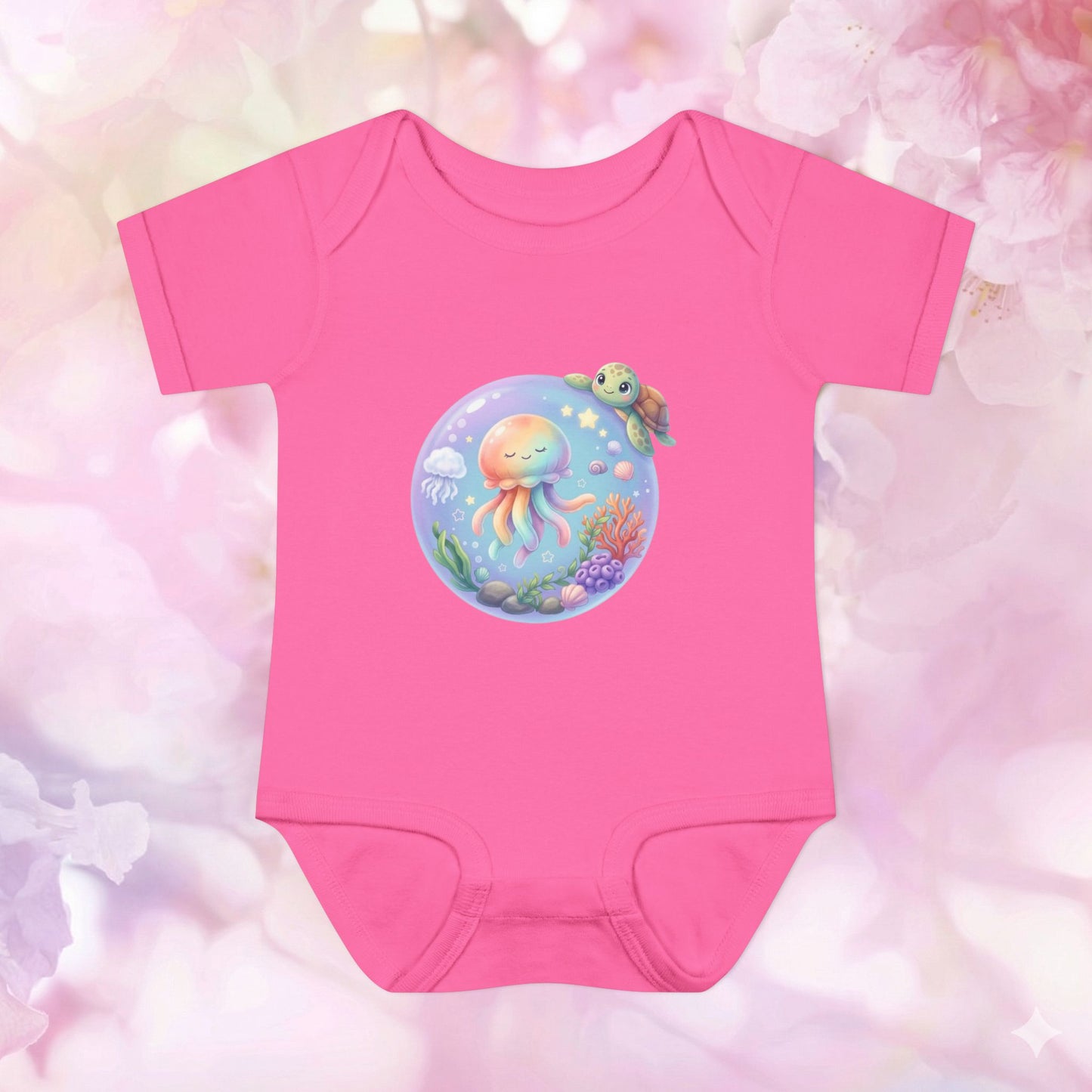 Rainbow Jellyfish & Turtle - Infant Baby Bodysuit