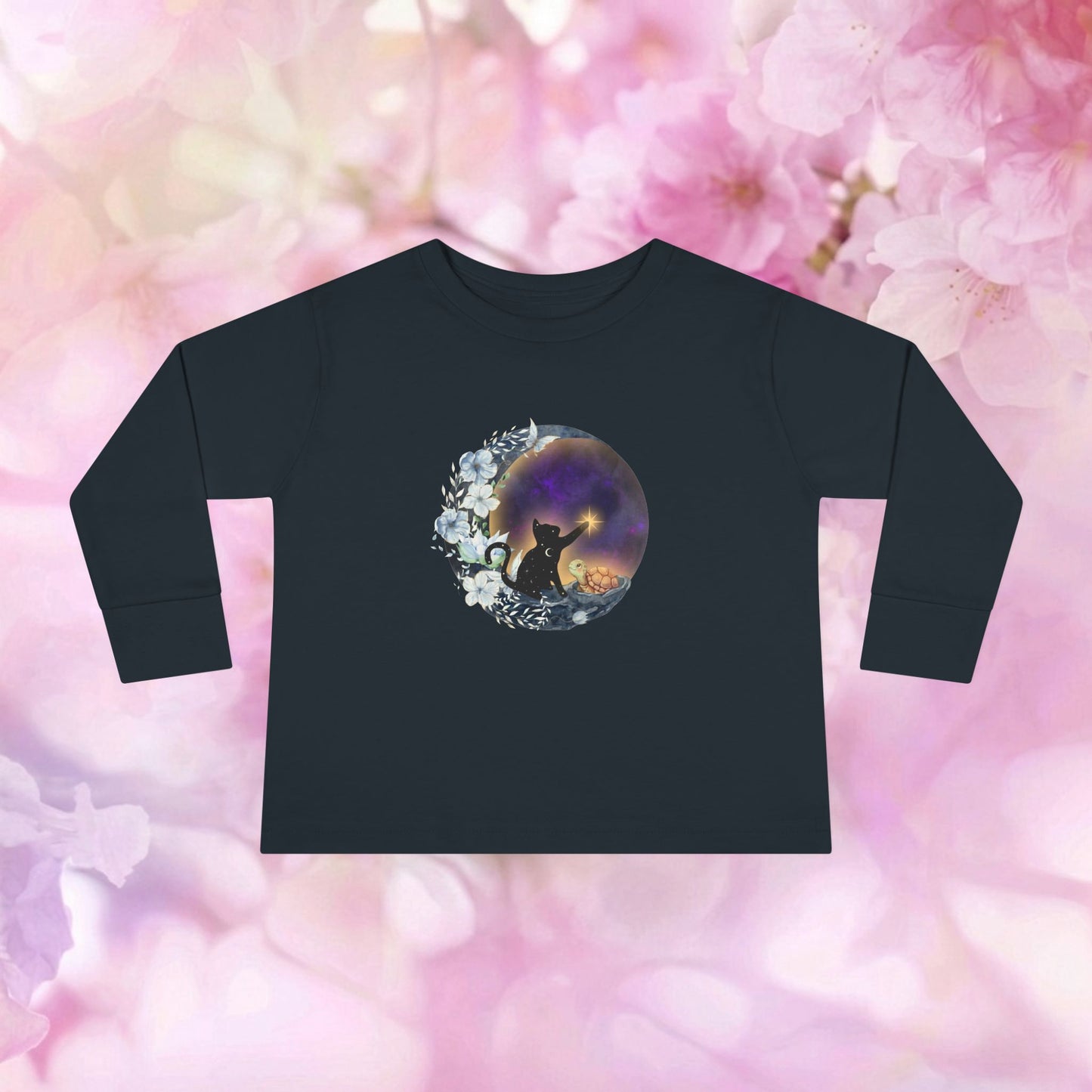 Starlight Wishes Celestial Cat & Turtle – Toddler Long-Sleeve Tee