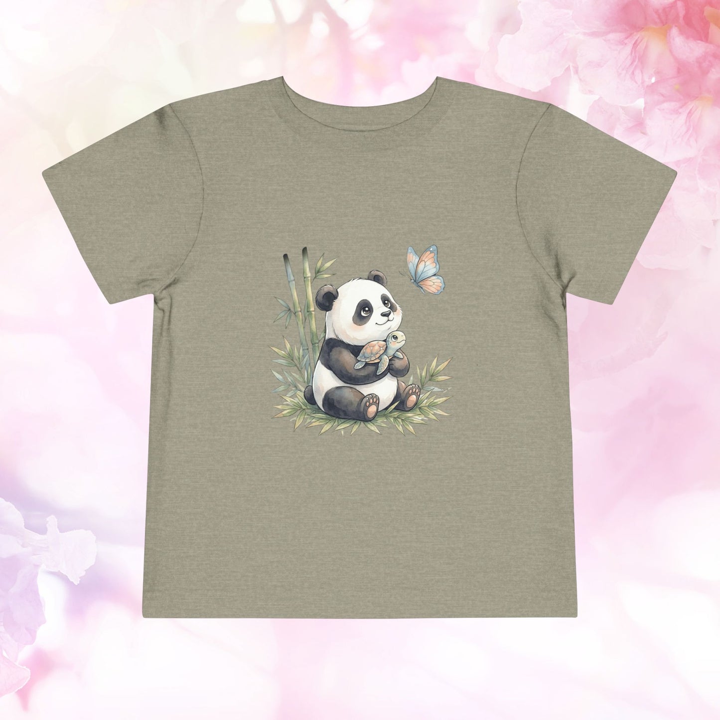Sweet Panda & Tiny Turtle Bamboo Adventure — Toddler Short Sleeve Tee