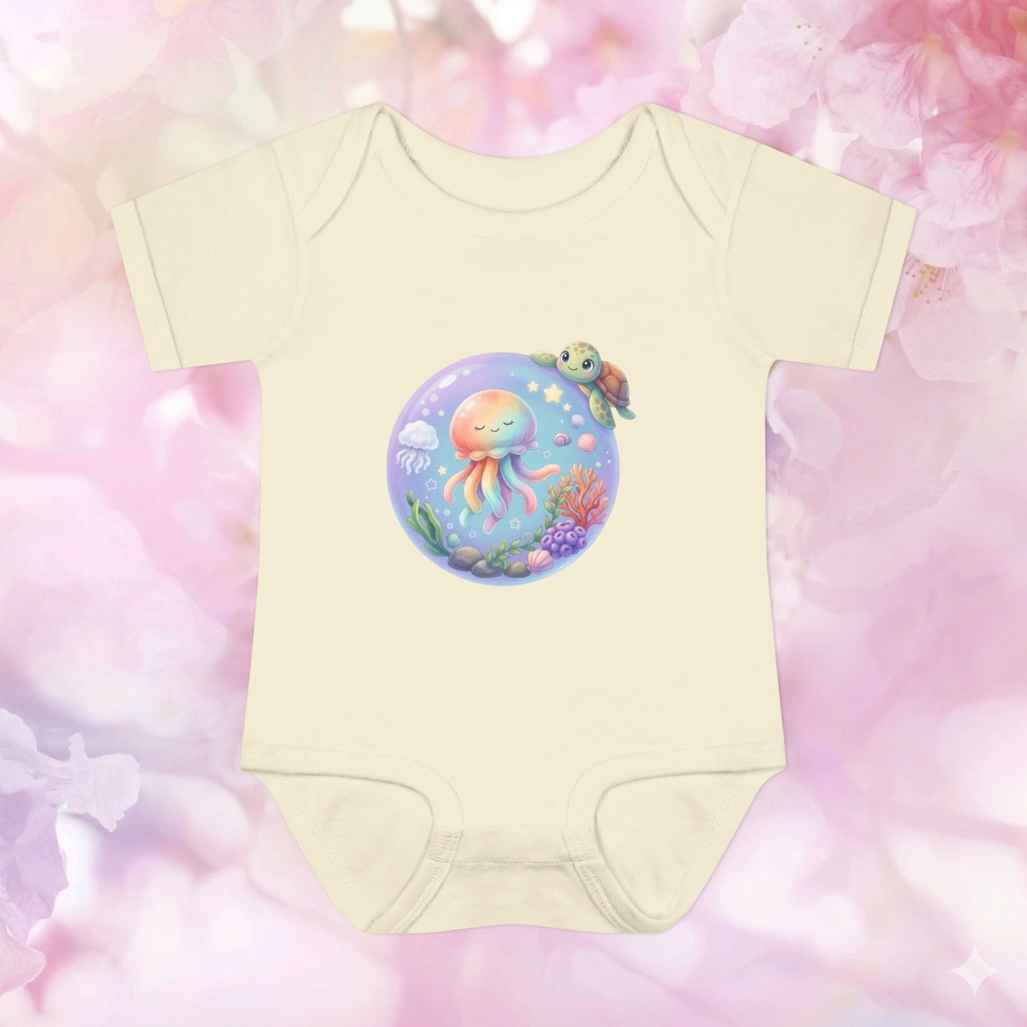 Rainbow Jellyfish & Turtle - Infant Baby Bodysuit