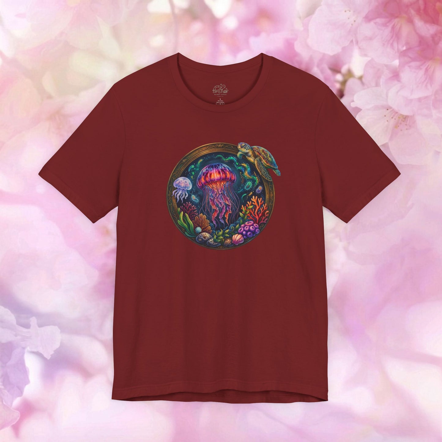 "Deep Sea Wonder" Jellyfish & Turtle Unisex Jersey Tee