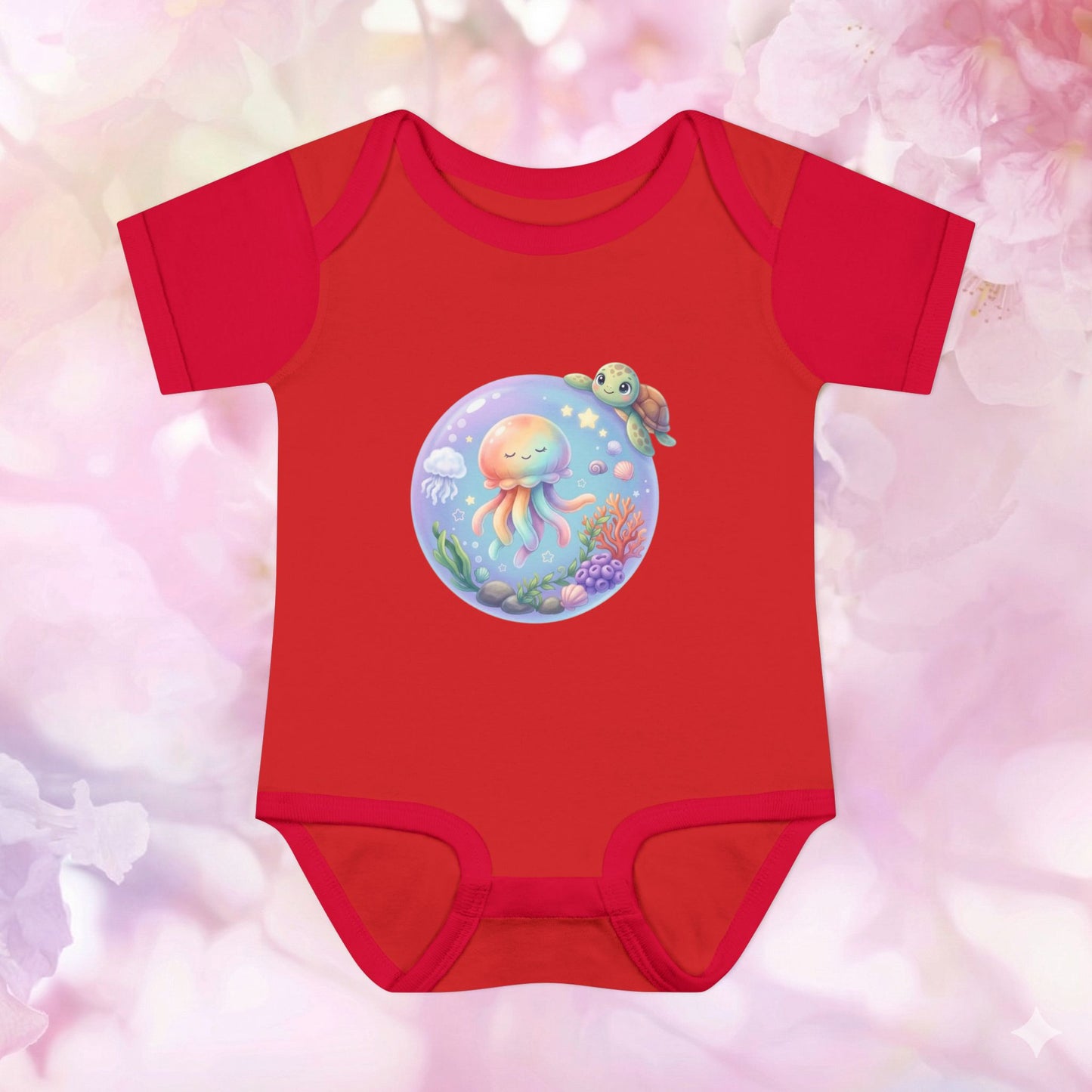 Rainbow Jellyfish & Turtle - Infant Baby Bodysuit