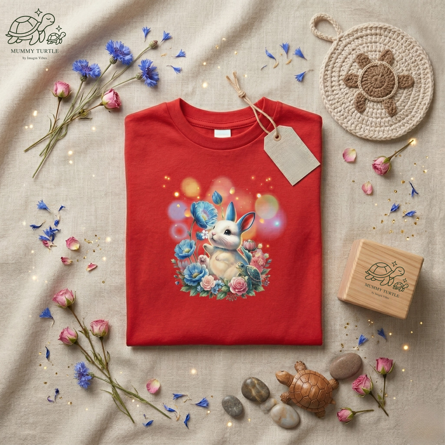 Starlit Bunny & Tiny Turtle Garden — Toddler Short Sleeve Tee