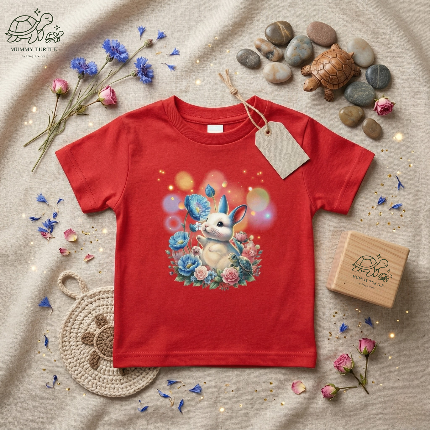 Starlit Bunny & Tiny Turtle Garden — Toddler Short Sleeve Tee