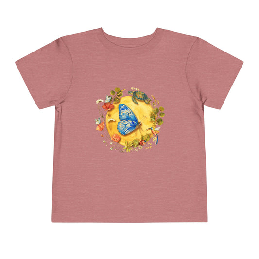 Radiant Blue Butterfly & Garden Friends — Toddler Short Sleeve Tee