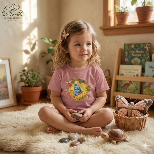 Radiant Blue Butterfly & Garden Friends — Toddler Short Sleeve Tee