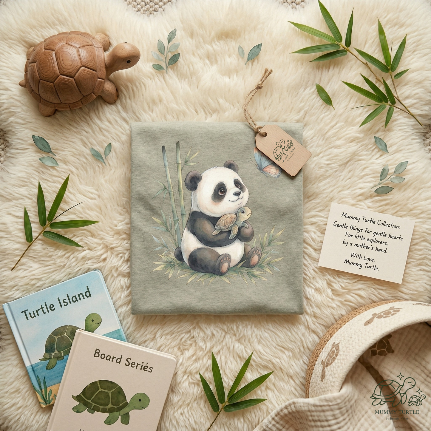 Sweet Panda & Tiny Turtle Bamboo Adventure — Toddler Short Sleeve Tee