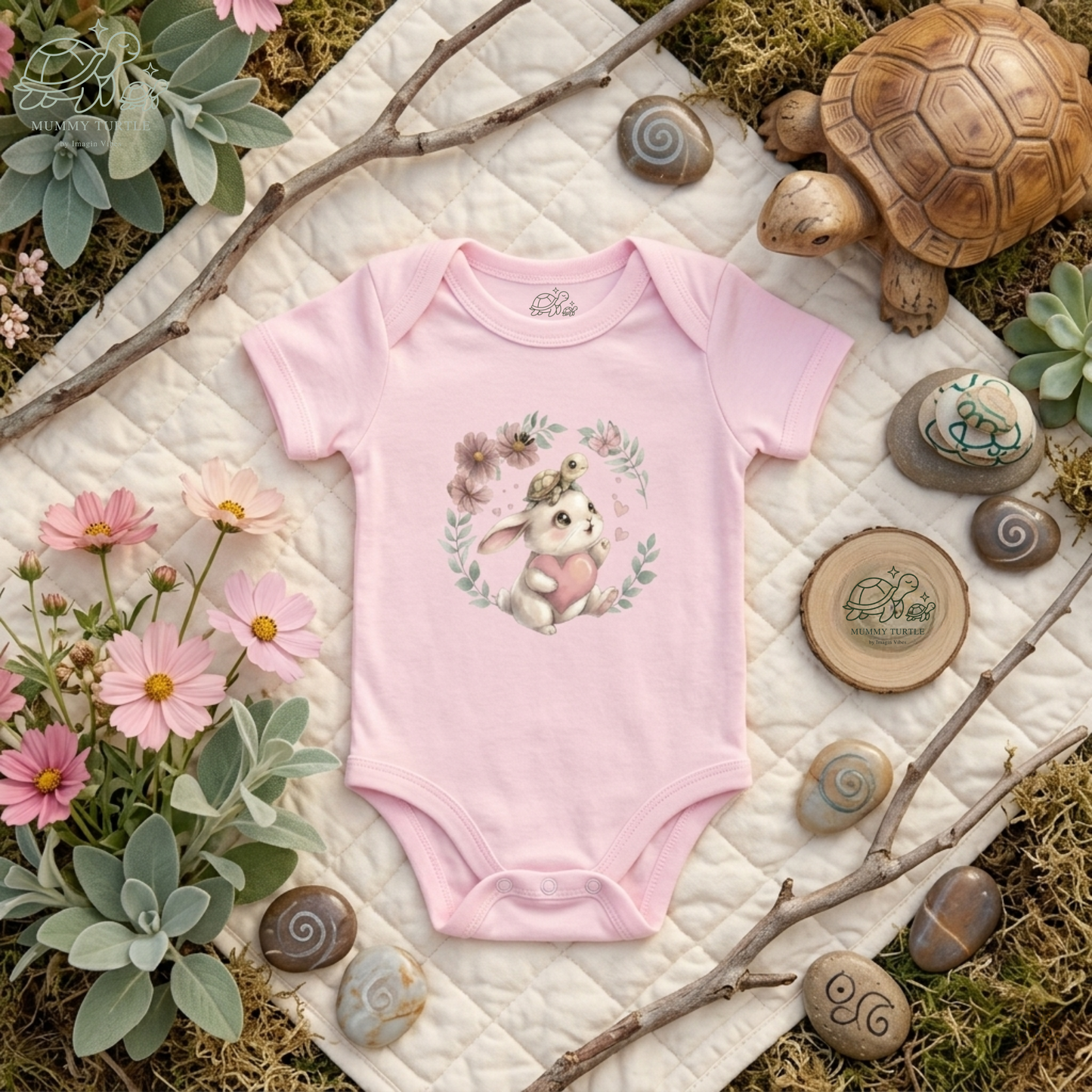 Bunny Rides & Heartfelt Hops - Bunny & Turtle Bestie Bodysuit