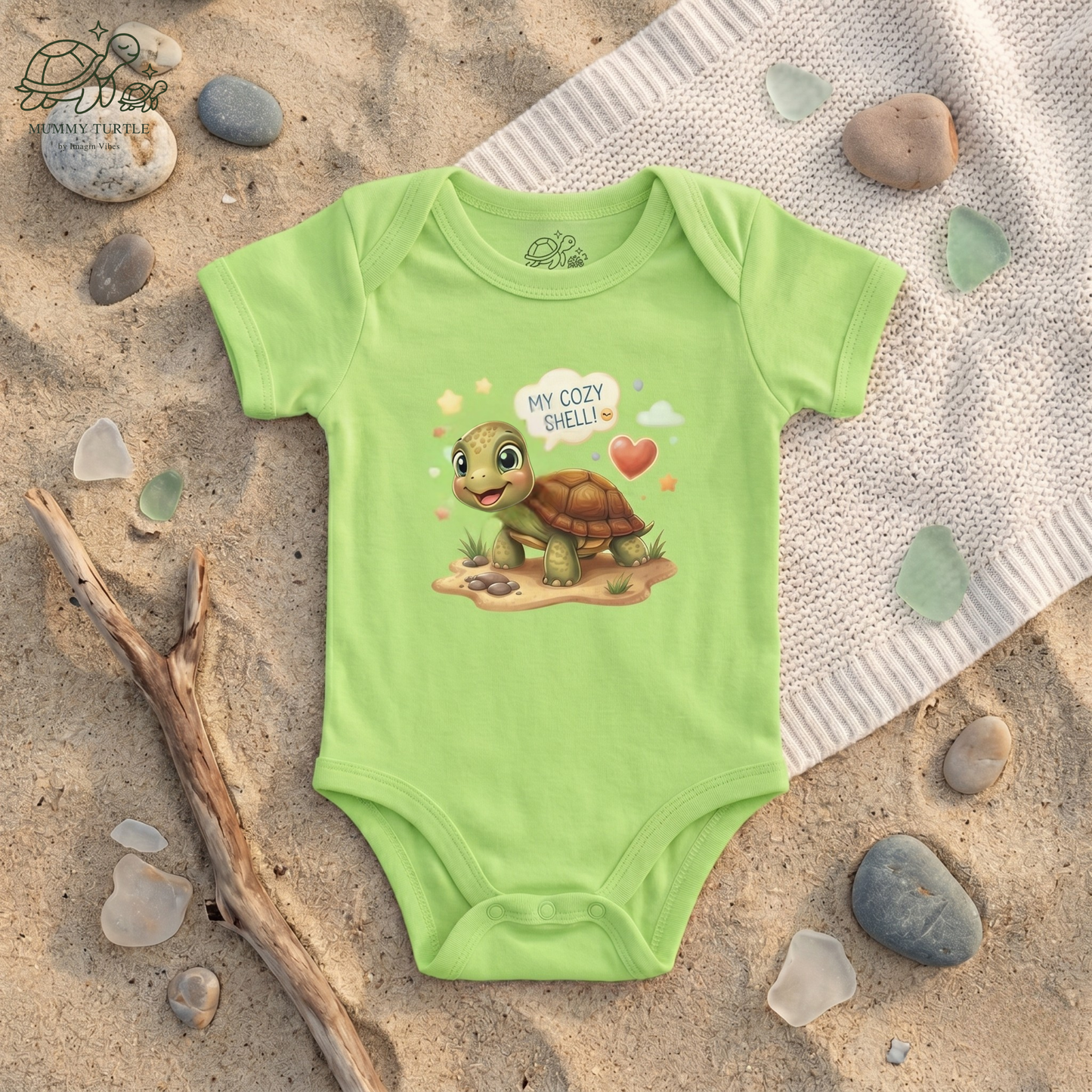 My Cozy Shell -  Cute Turtle Infant Baby Bodysuit