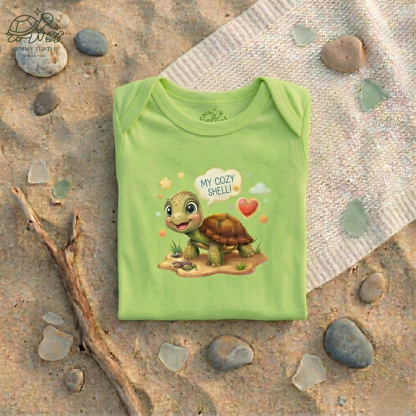 My Cozy Shell -  Cute Turtle Infant Baby Bodysuit