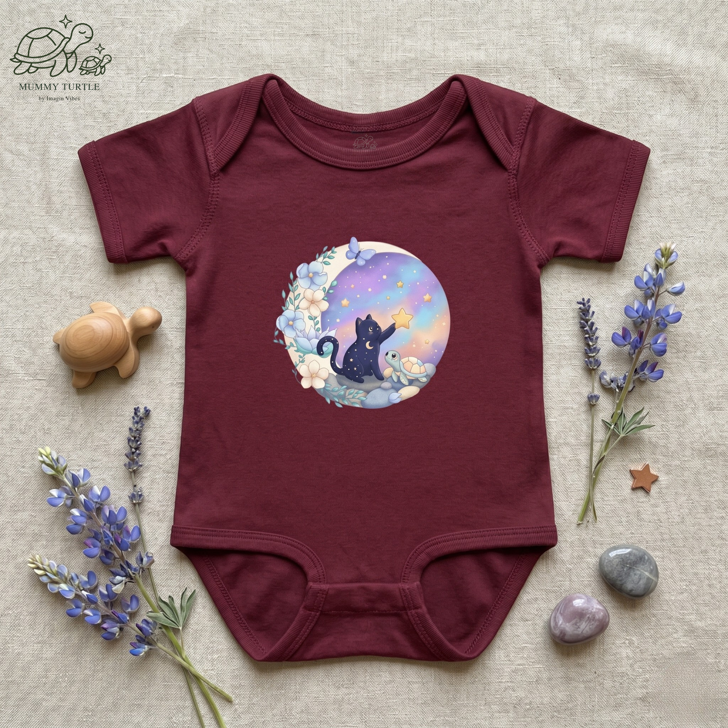 Starlight Wishes Cat & Turtle - Infant Baby Bodysuit