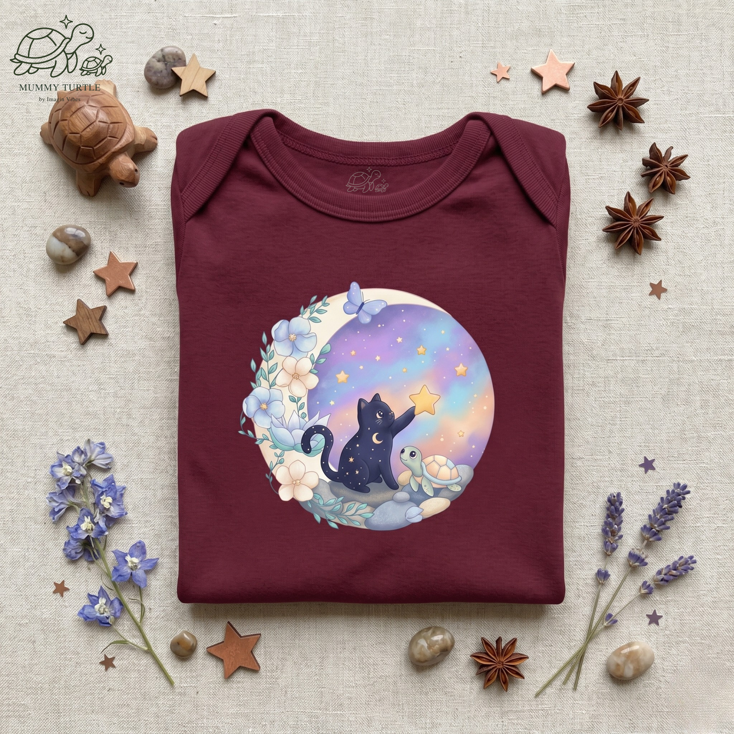 Starlight Wishes Cat & Turtle - Infant Baby Bodysuit