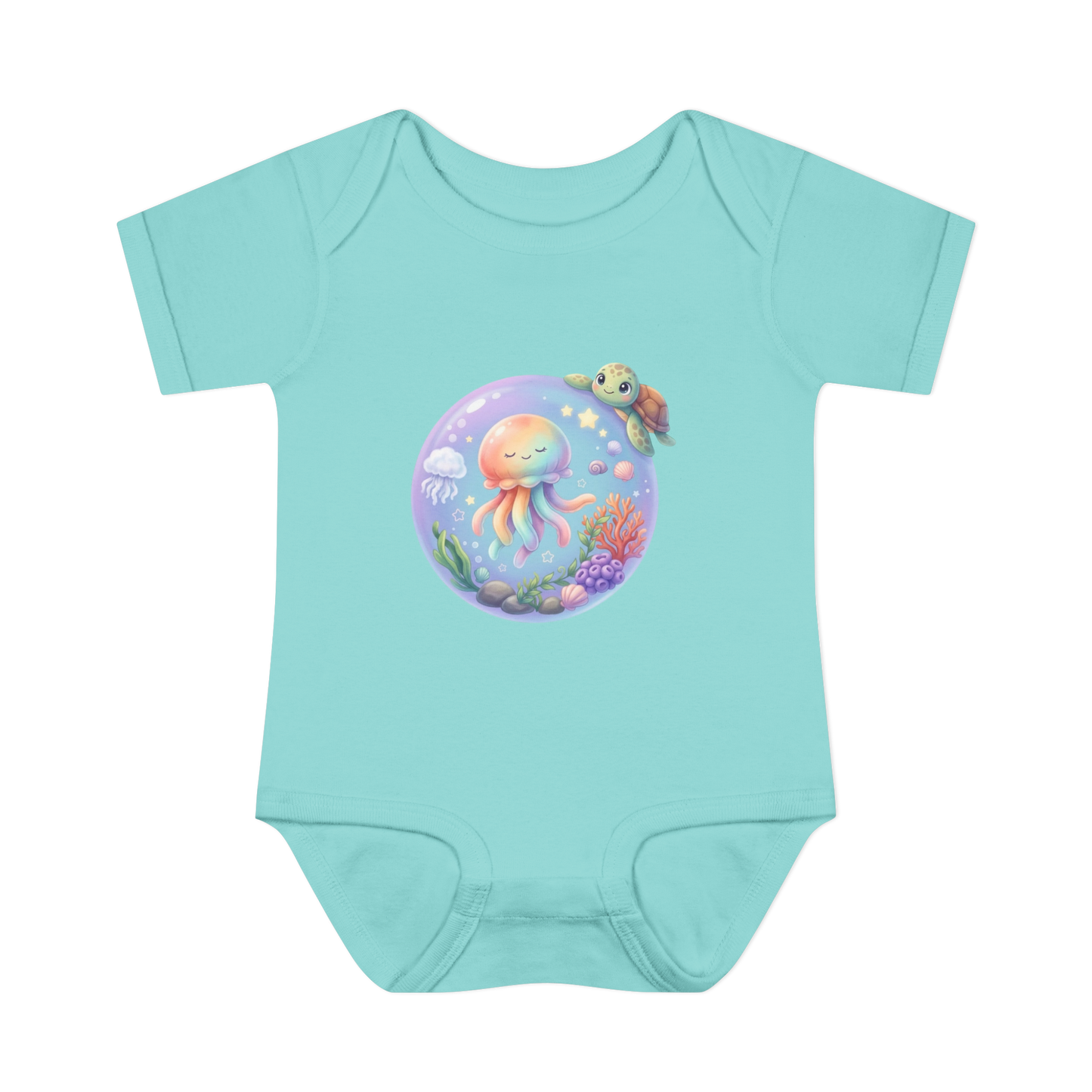 Rainbow Jellyfish & Turtle - Infant Baby Bodysuit