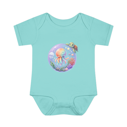 Rainbow Jellyfish & Turtle - Infant Baby Bodysuit