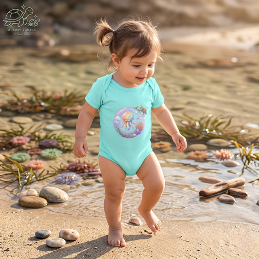 Rainbow Jellyfish & Turtle - Infant Baby Bodysuit