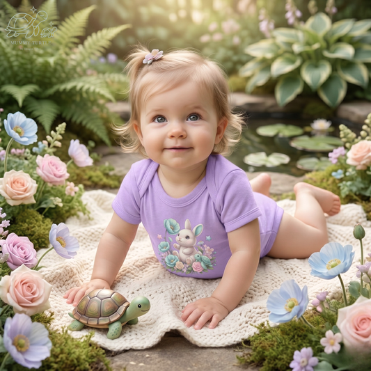Floral Friends Bunny & Turtle - Infant Baby Bodysuit