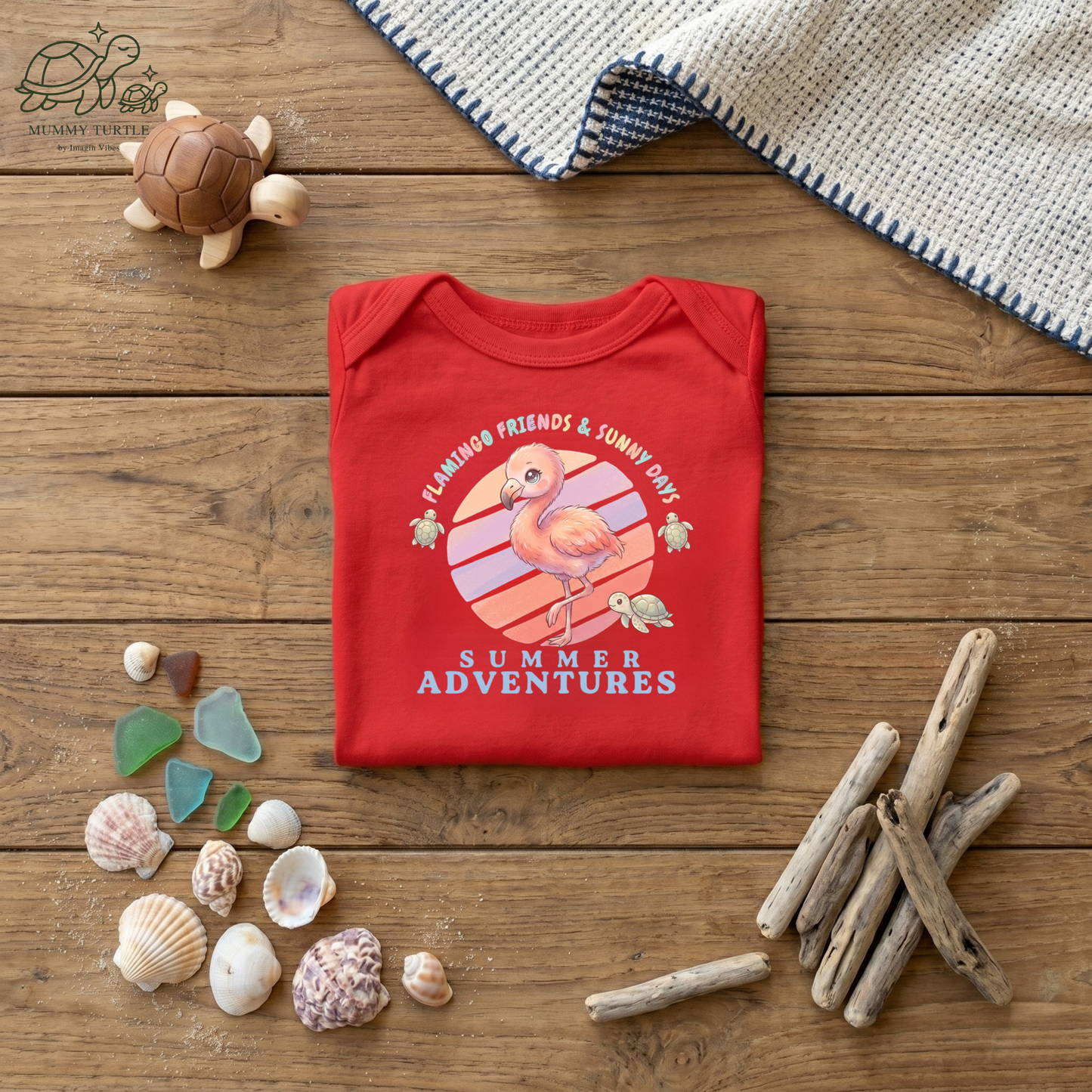 Summer Adventures Flamingo & Turtle - Infant Baby Bodysuit