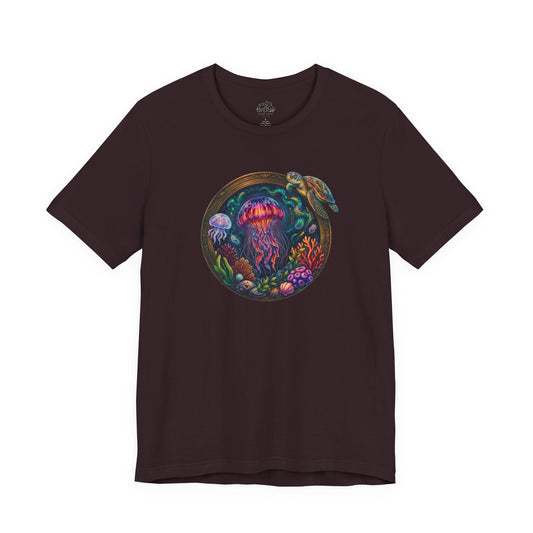 "Deep Sea Wonder" Jellyfish & Turtle Unisex Jersey Tee
