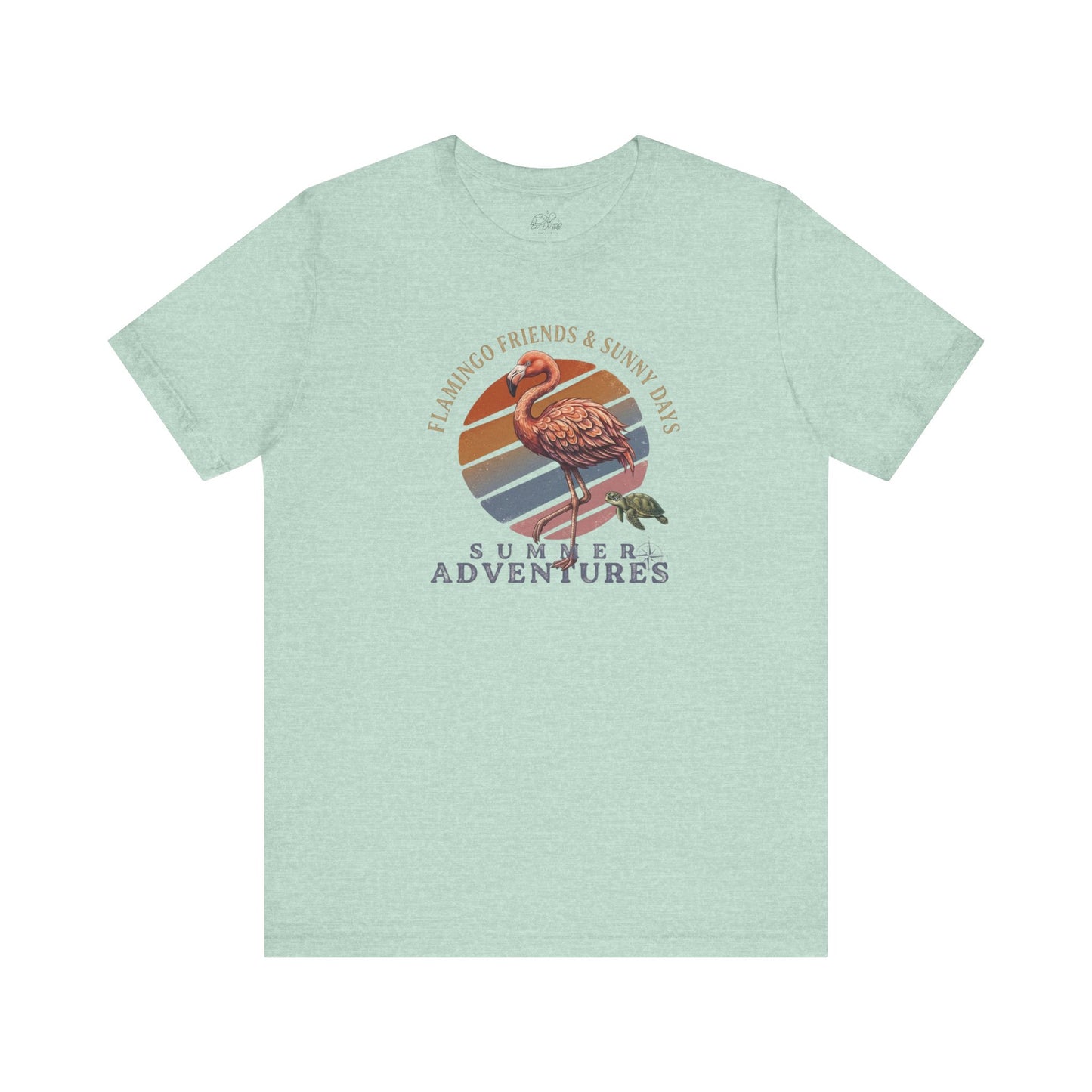 Summer Adventures Flamingo & Turtle - Unisex Jersey Tee