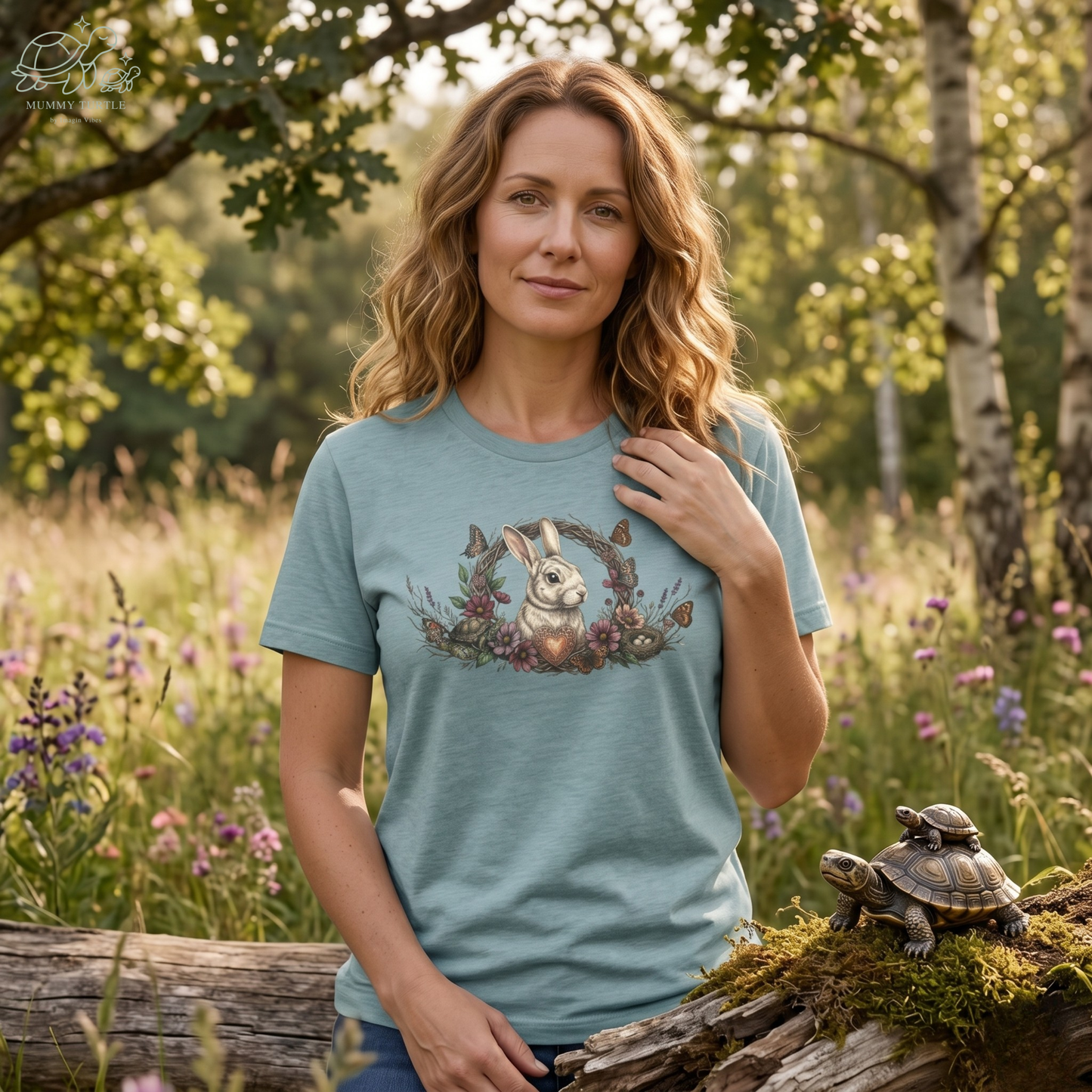 The Heart of the Nest Bunny & Turtle - Unisex Jersey Tee