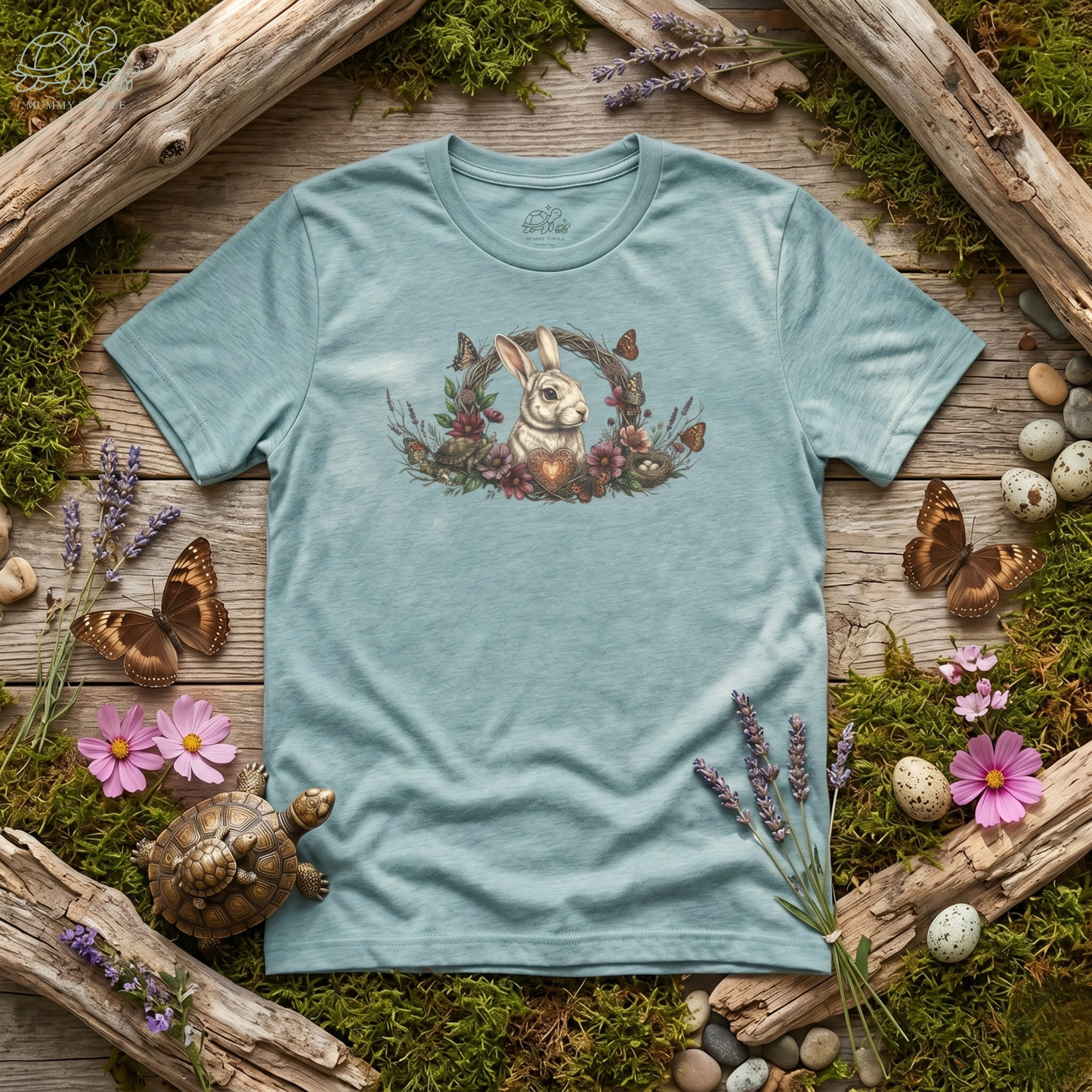 The Heart of the Nest Bunny & Turtle - Unisex Jersey Tee