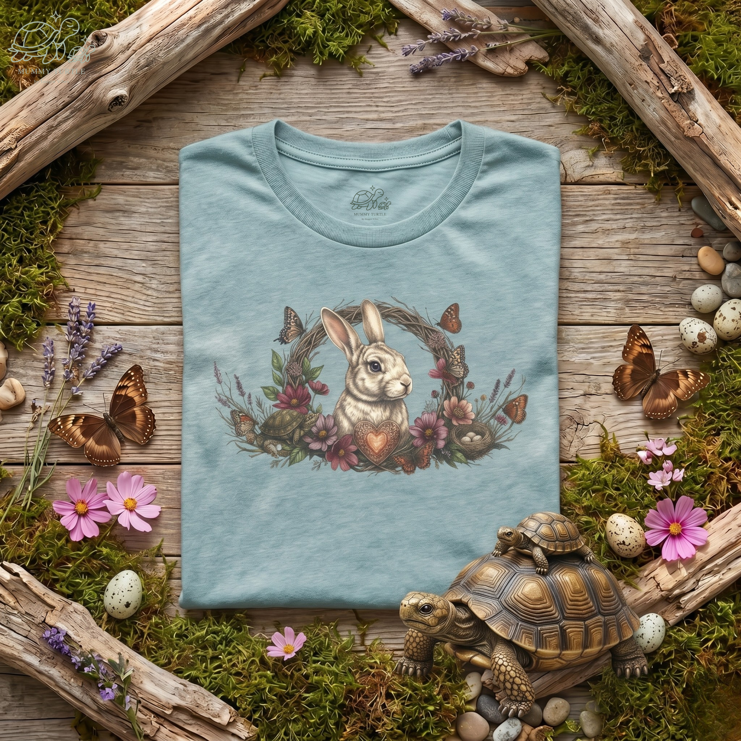 The Heart of the Nest Bunny & Turtle - Unisex Jersey Tee