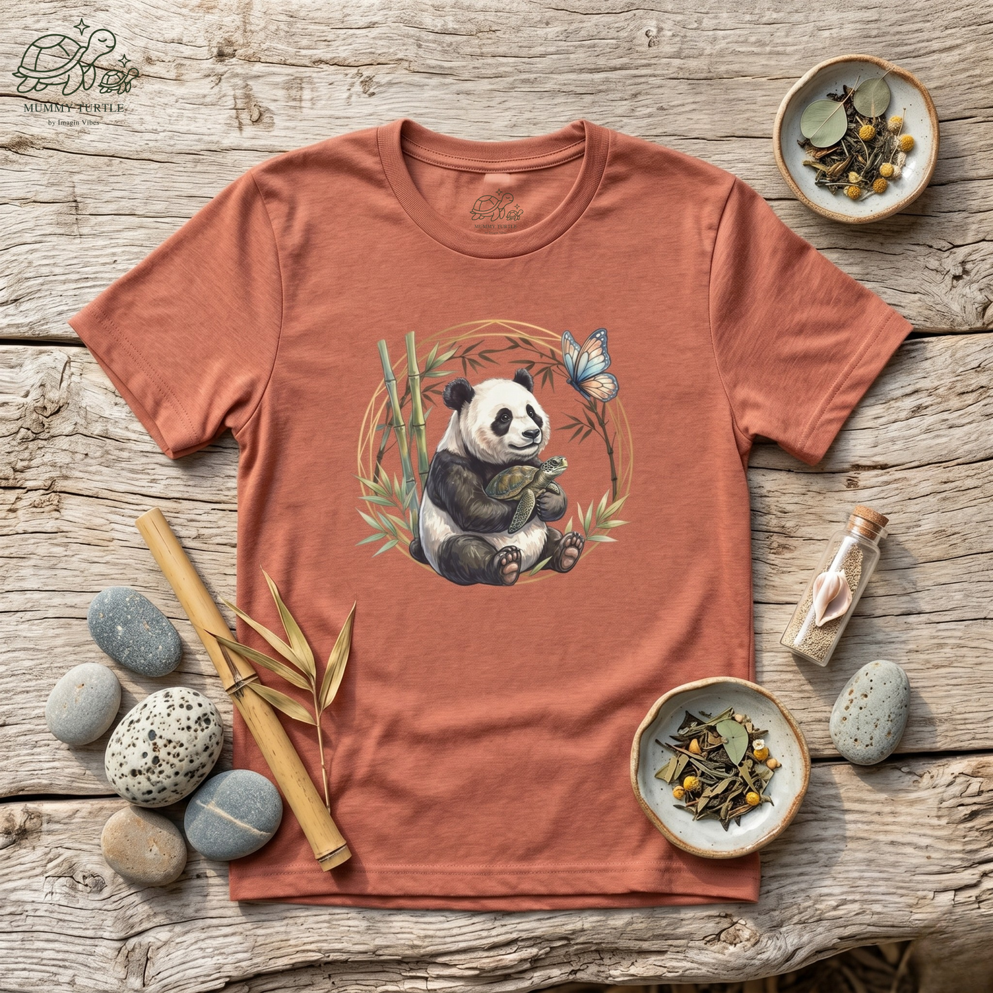Bamboo Snuggles Panda & Turtle - Unisex Jersey Tee