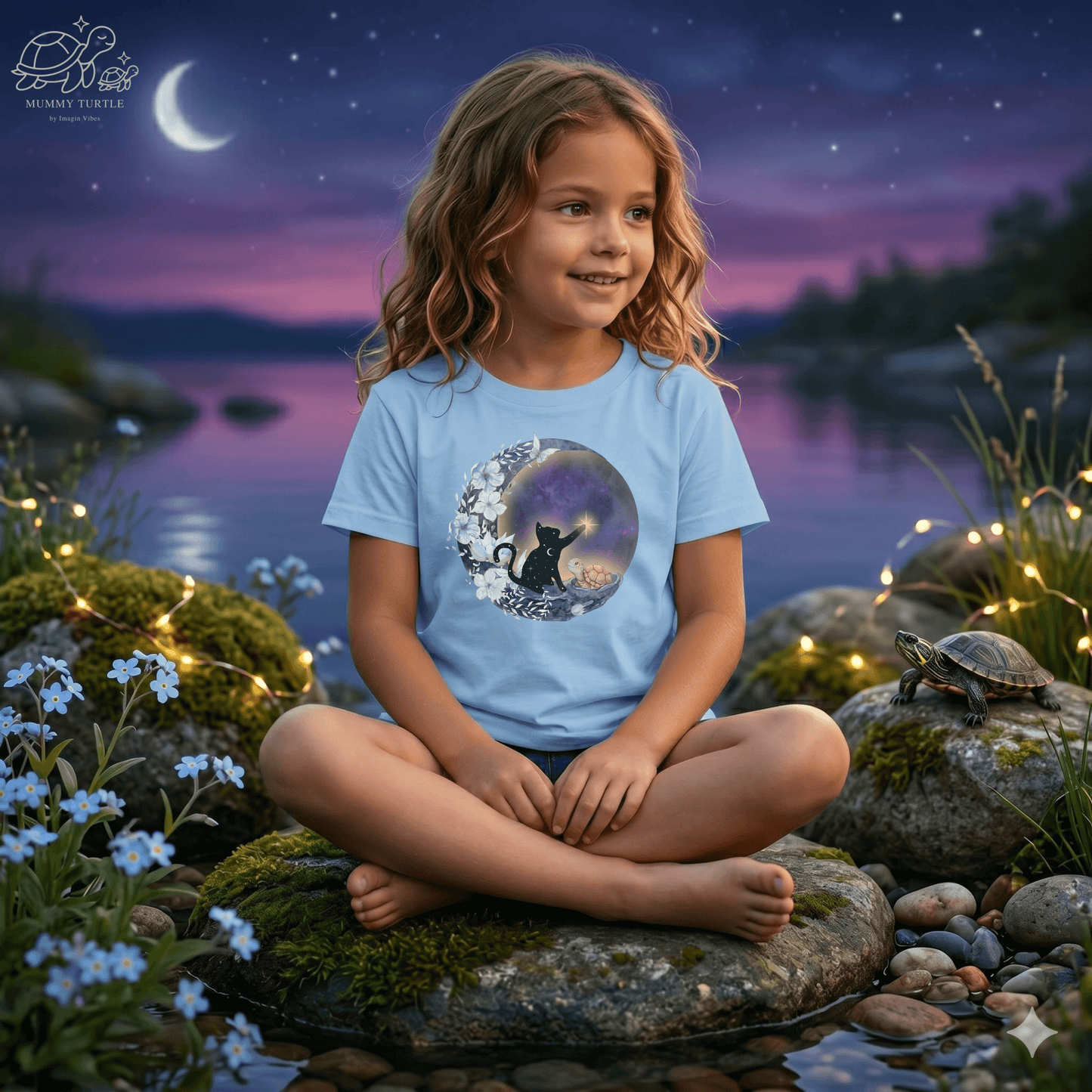 Celestial Cat Kids Fine Jersey Tee