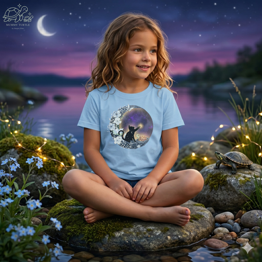 Starlight Wishes Celestial Cat & Turtle - Kids Fine Jersey Tee